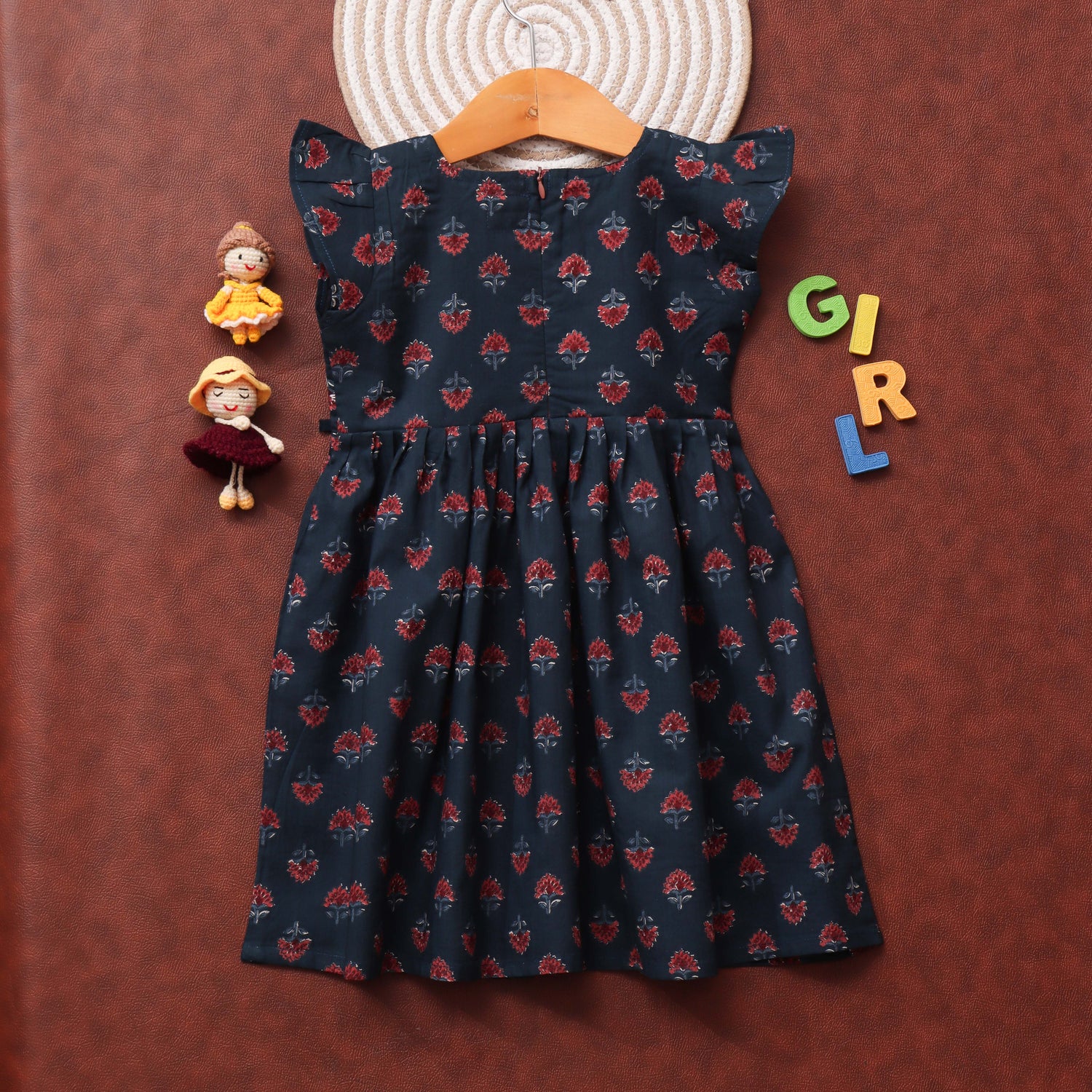 Autumn Bloom: Rich Floral Print Frock for Girls