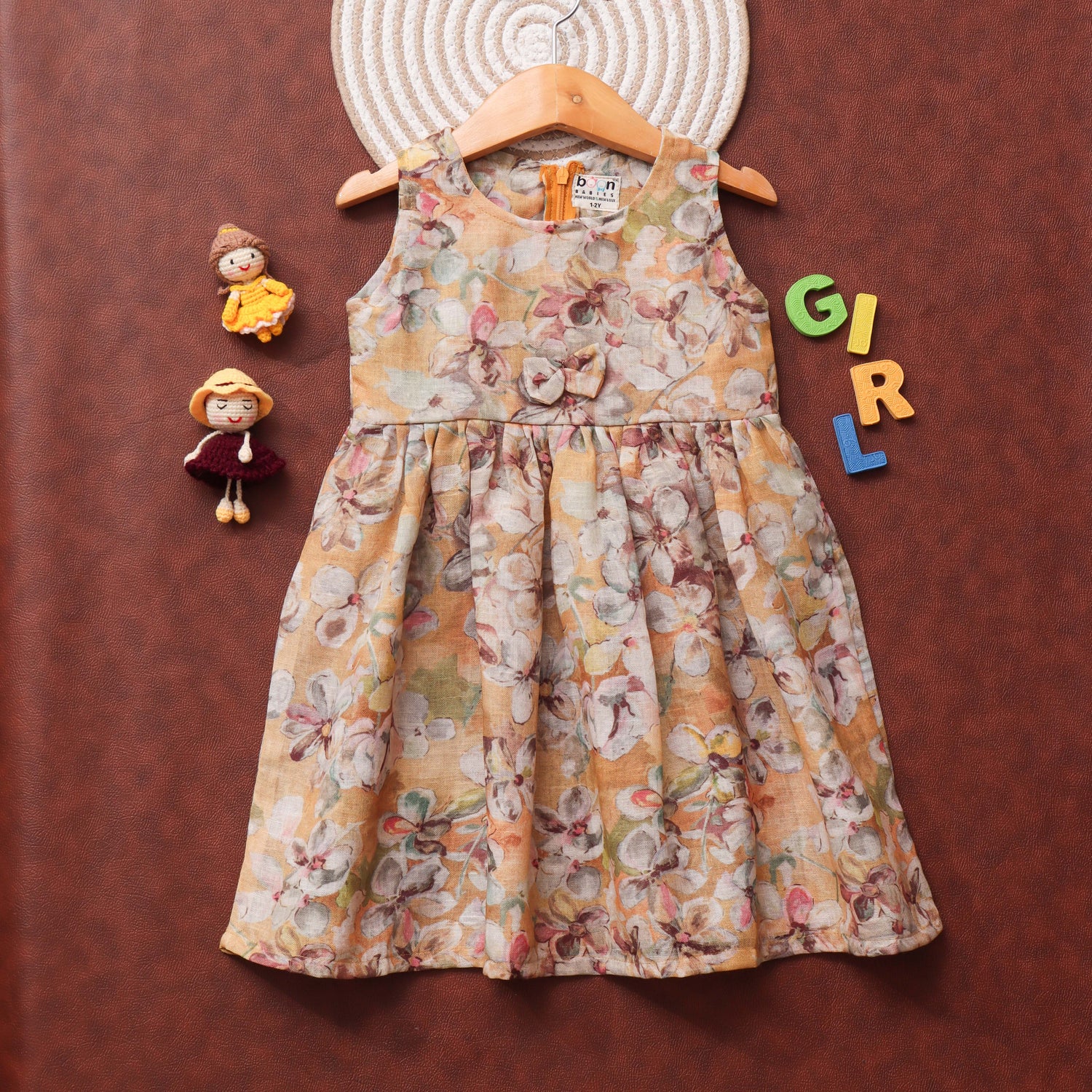 Rustic Petals: Charming Floral Frock for Girls