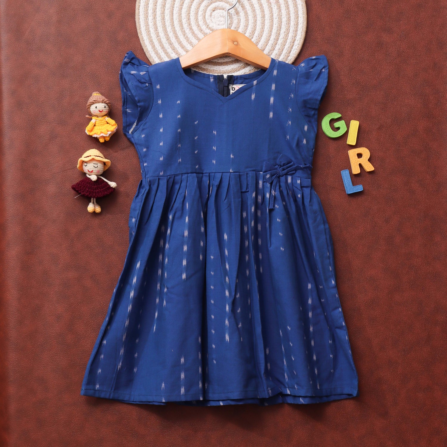 Indigo Glow: Classic Blue Frock for Little Cuties