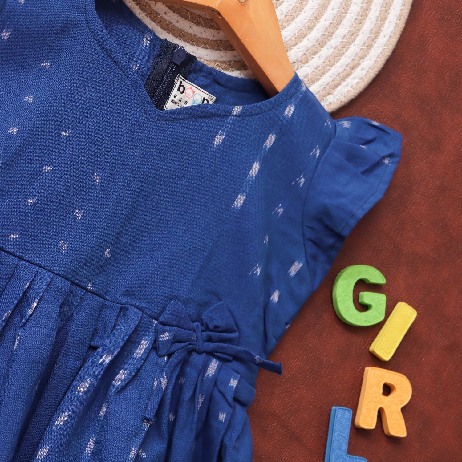 Indigo Glow: Classic Blue Frock for Little Cuties