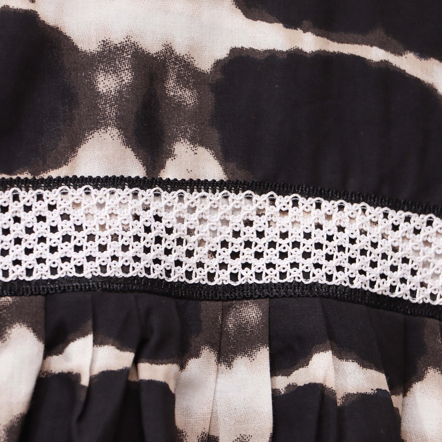 Inky Waves: Black and White Tie-Dye Girls Frock