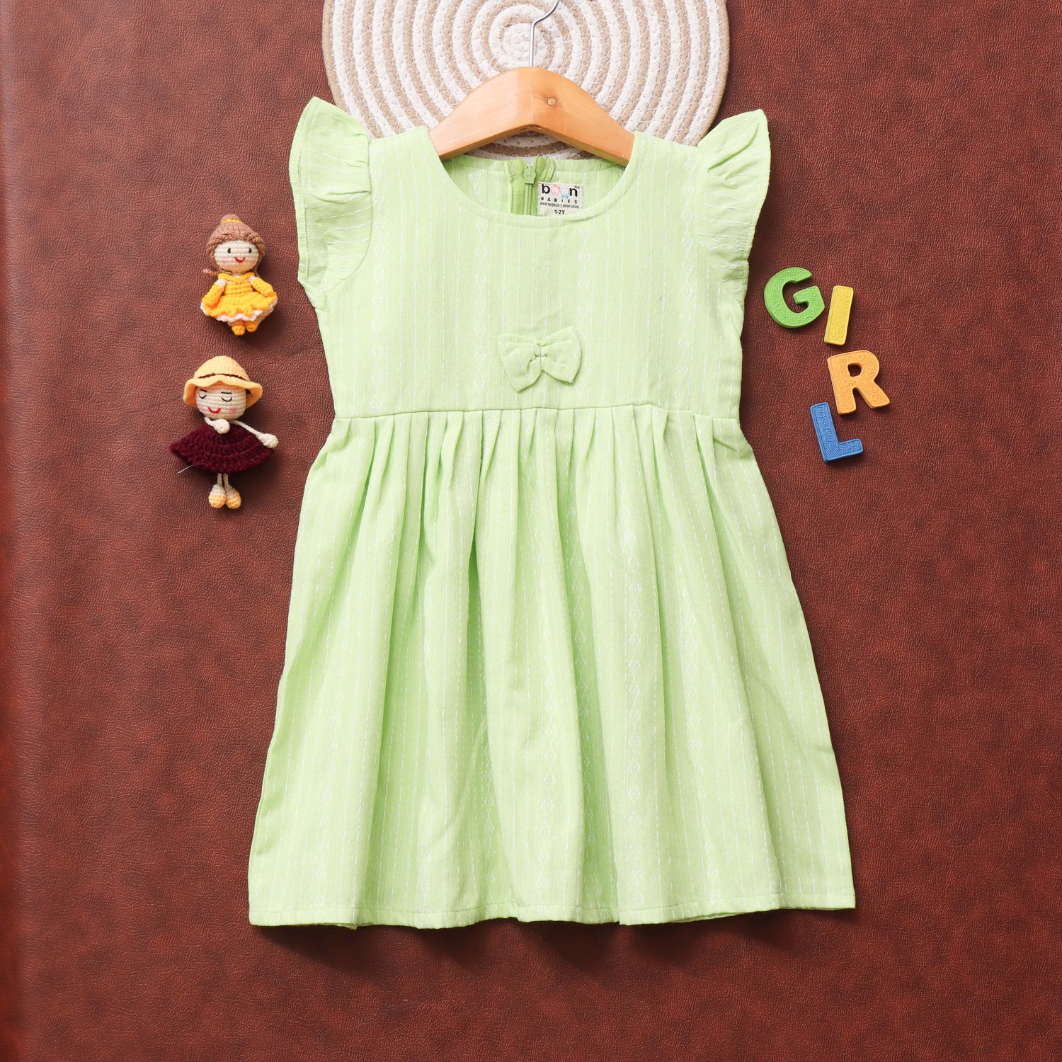 Lush Mint: Elegant Green Frock for Little Girls