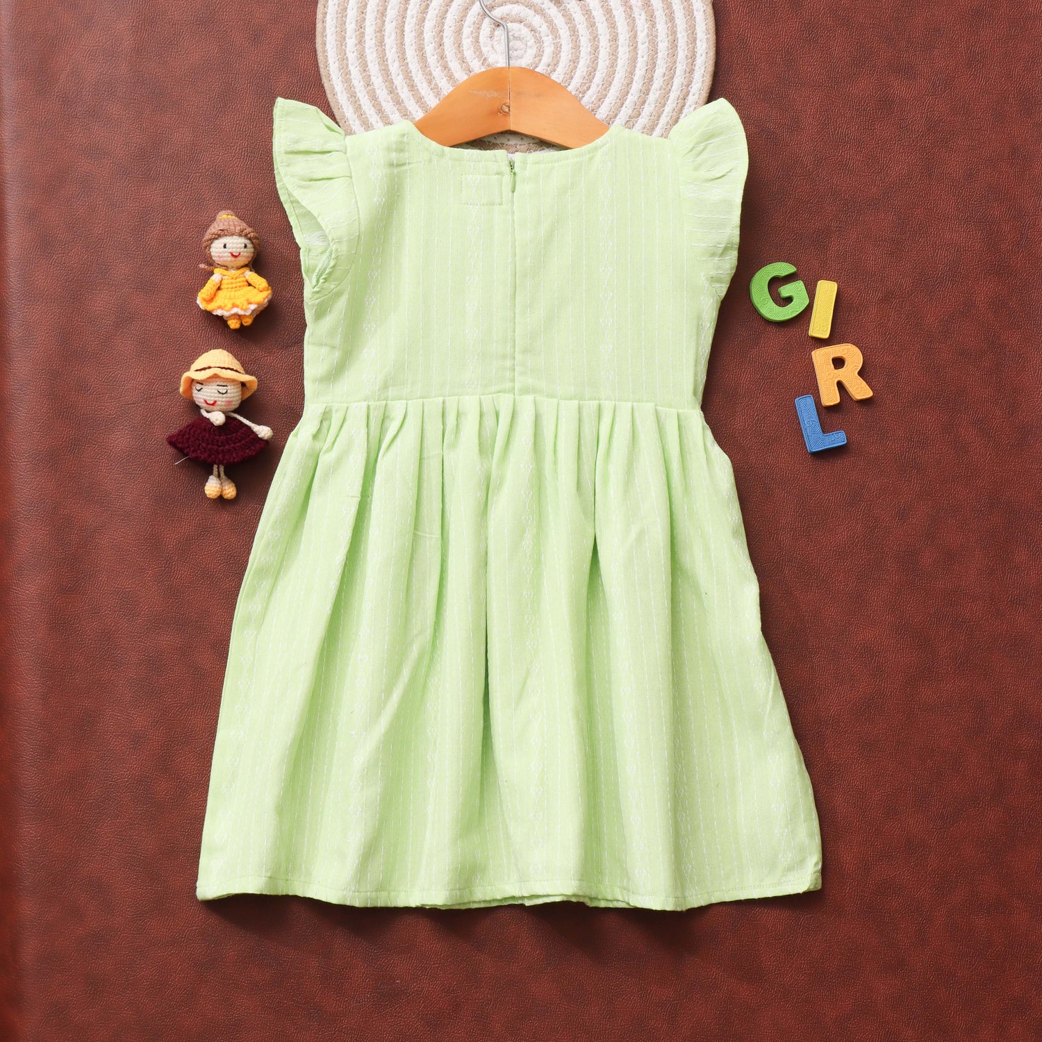 Lush Mint: Elegant Green Frock for Little Girls