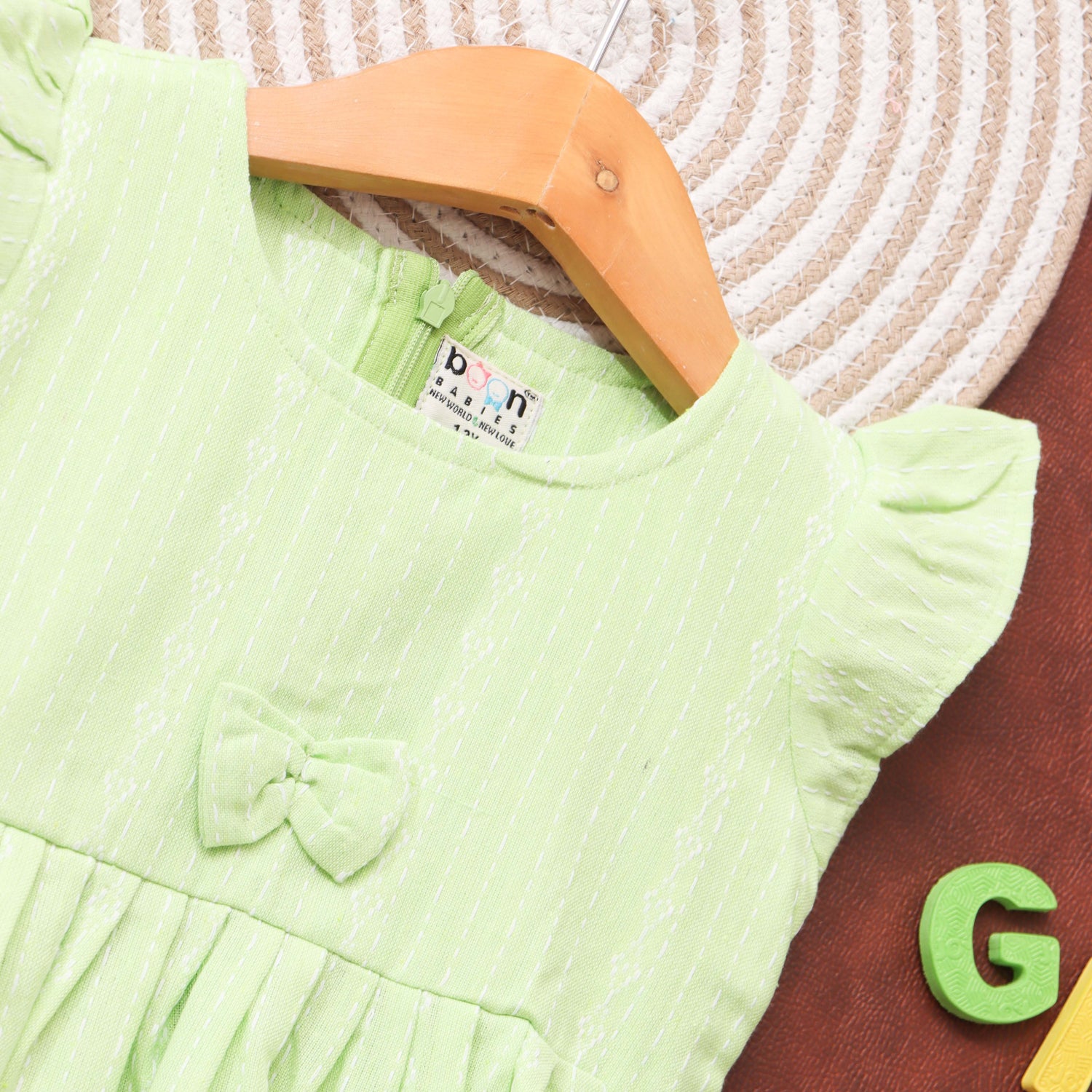 Lush Mint: Elegant Green Frock for Little Girls