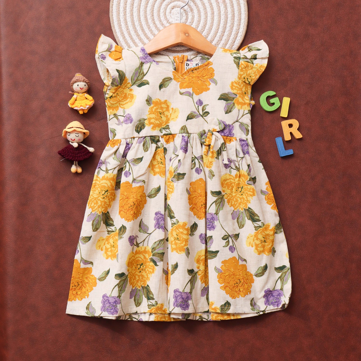 Daisy Delight: Yellow Flower Frock for Girls