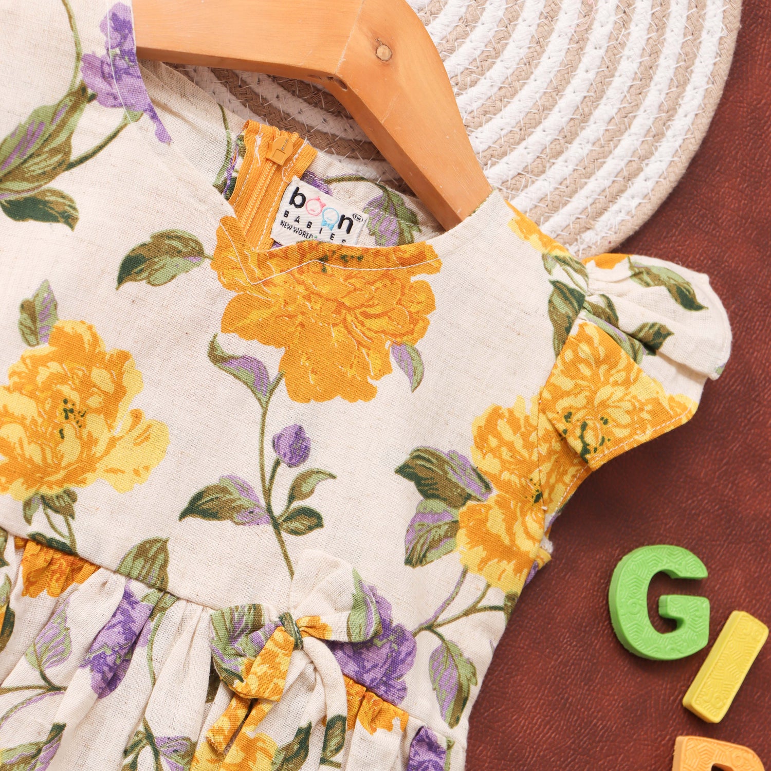 Daisy Delight: Yellow Flower Frock for Girls