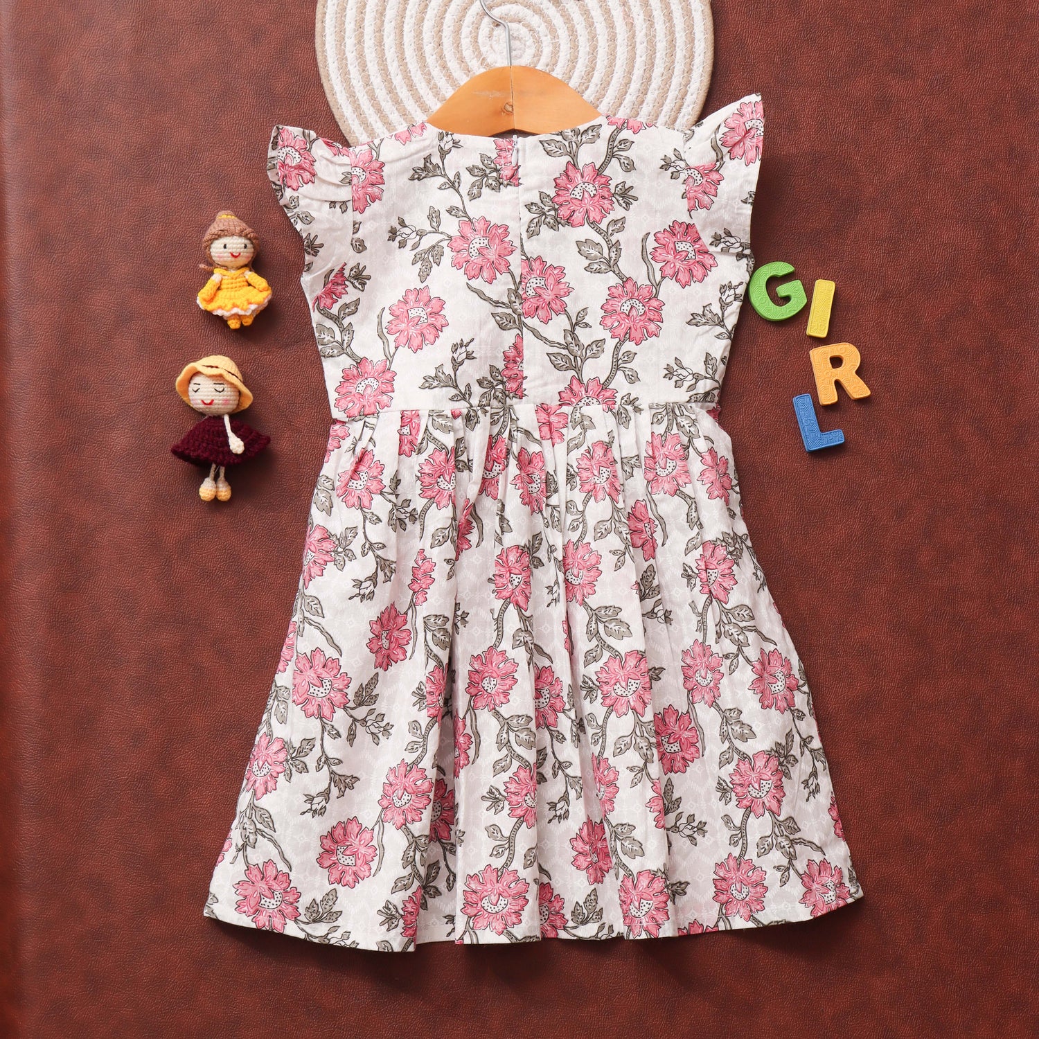 Rosy Meadows: Pink Floral Print Frock for Girls