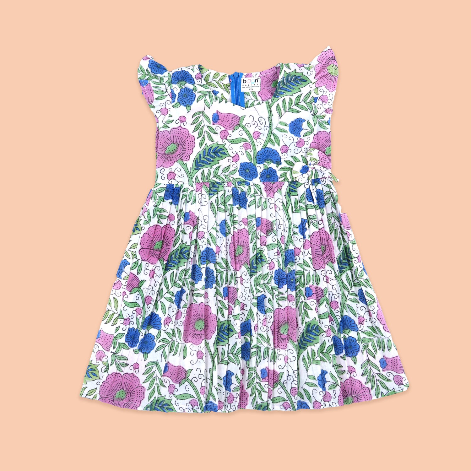 Botanical Beauty: Colorful Floral Print Frock for Girls