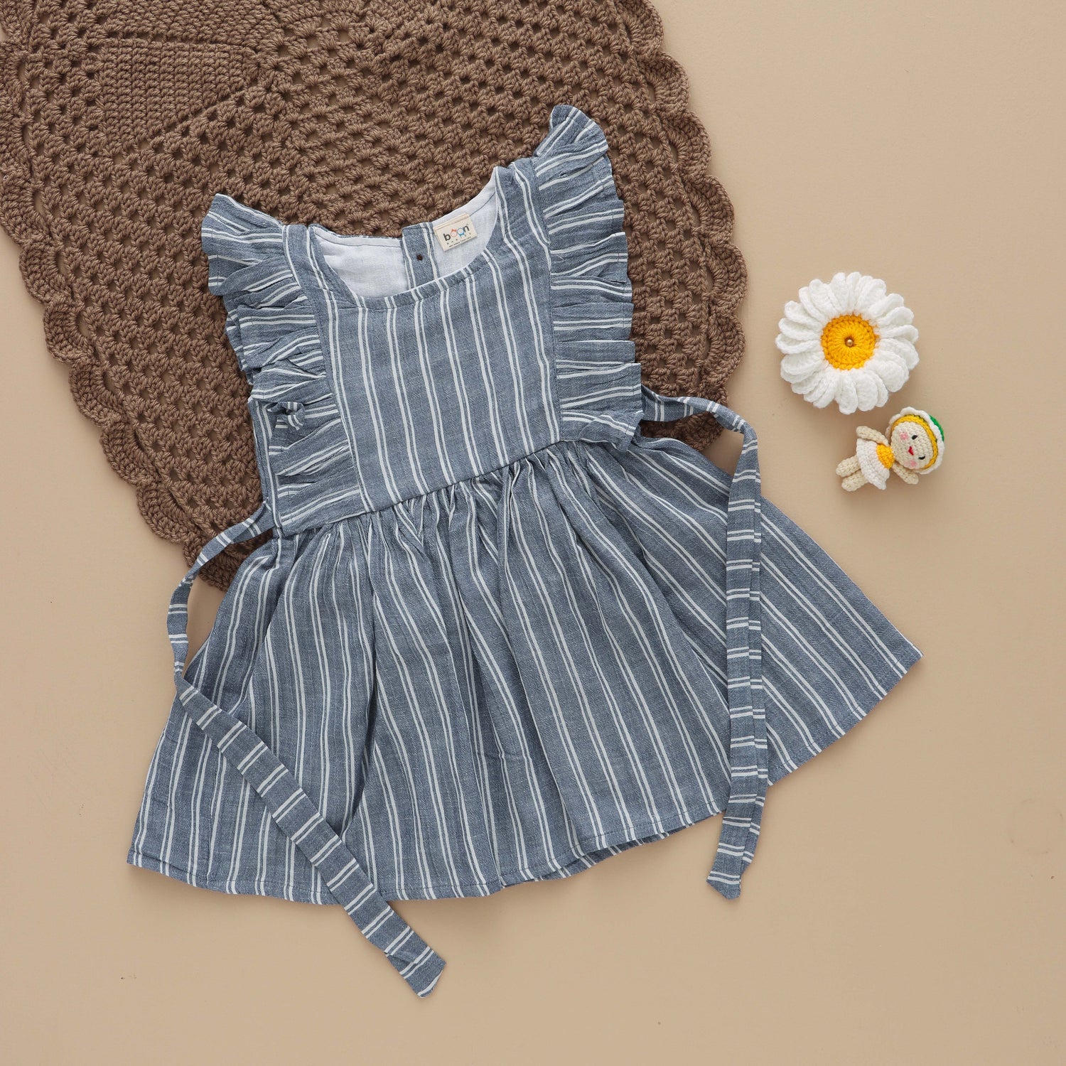 Midnight Stripes: Casual grey Frock for Girls