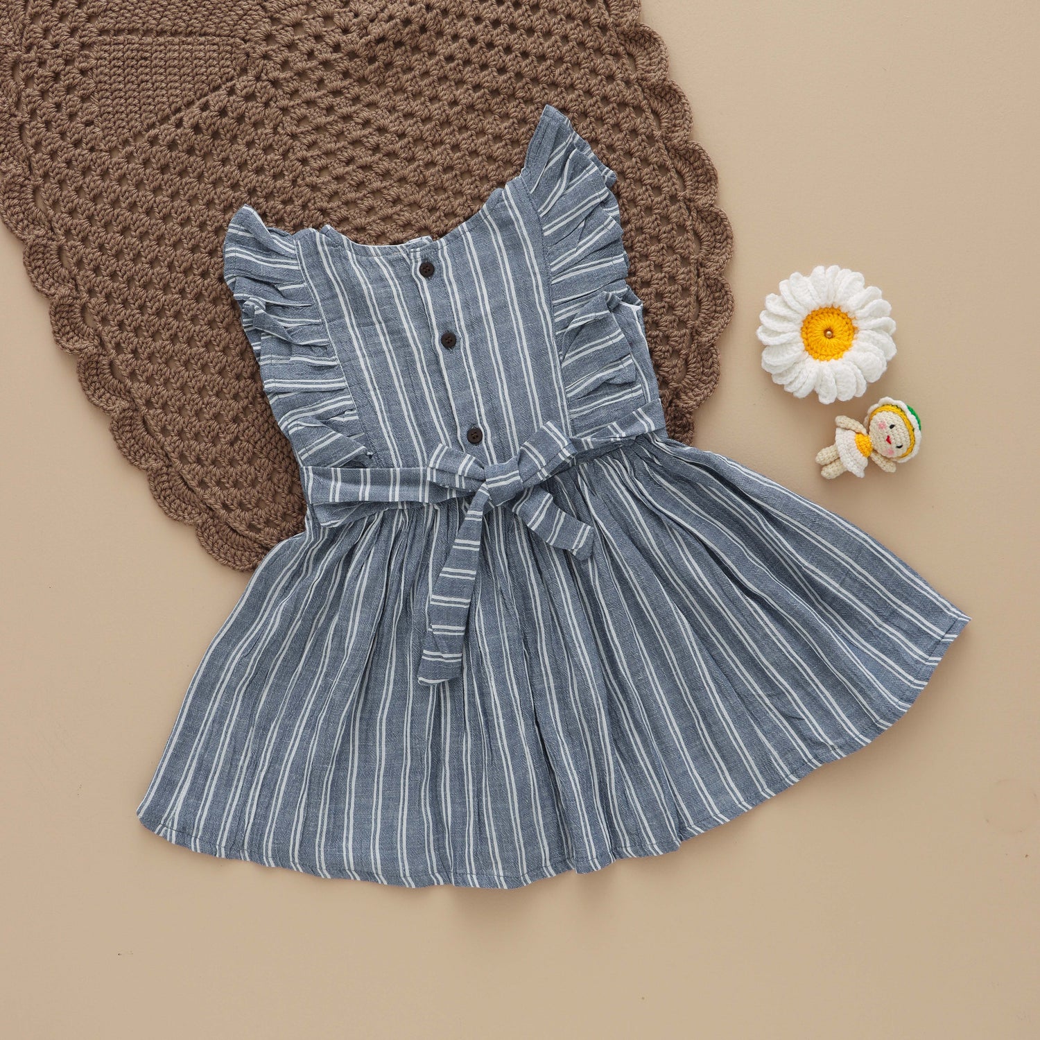 Midnight Stripes: Casual grey Frock for Girls