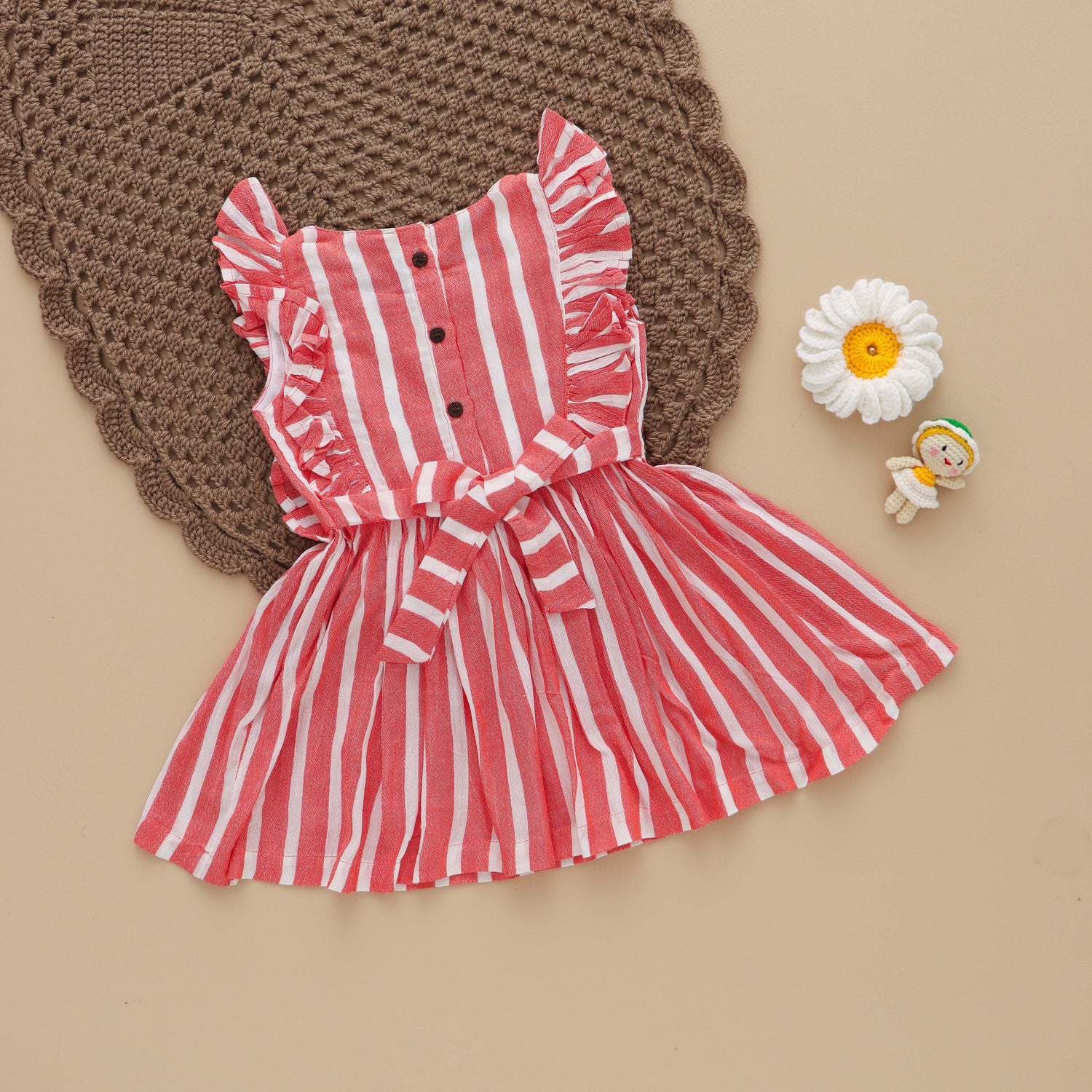 Pink Delight: Casual Pink Striped Frock for Girls