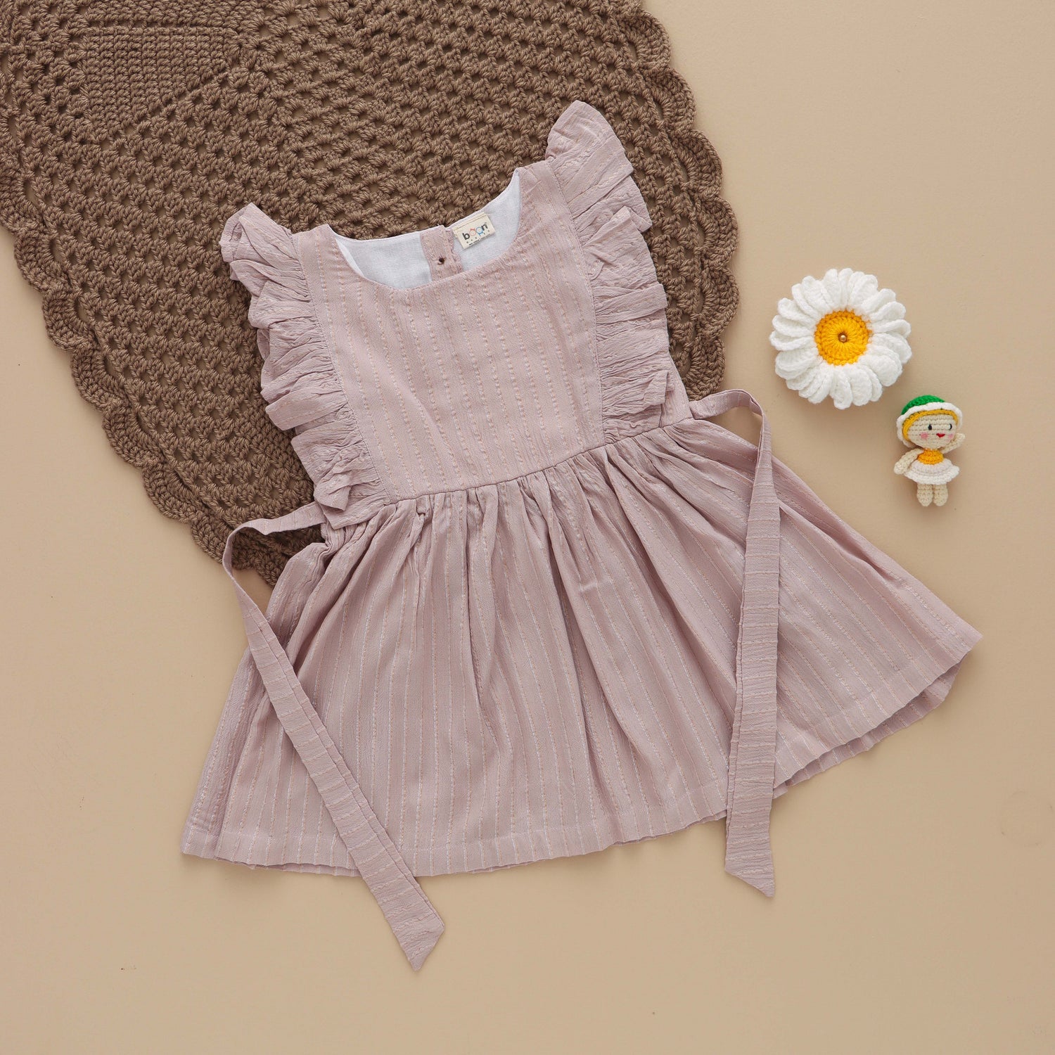 Misty Lilac: Chic Striped Frock for Girls