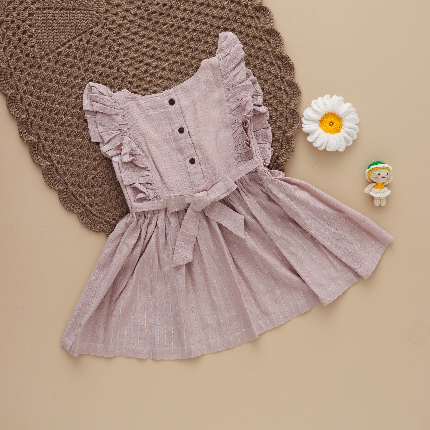 Misty Lilac: Chic Striped Frock for Girls