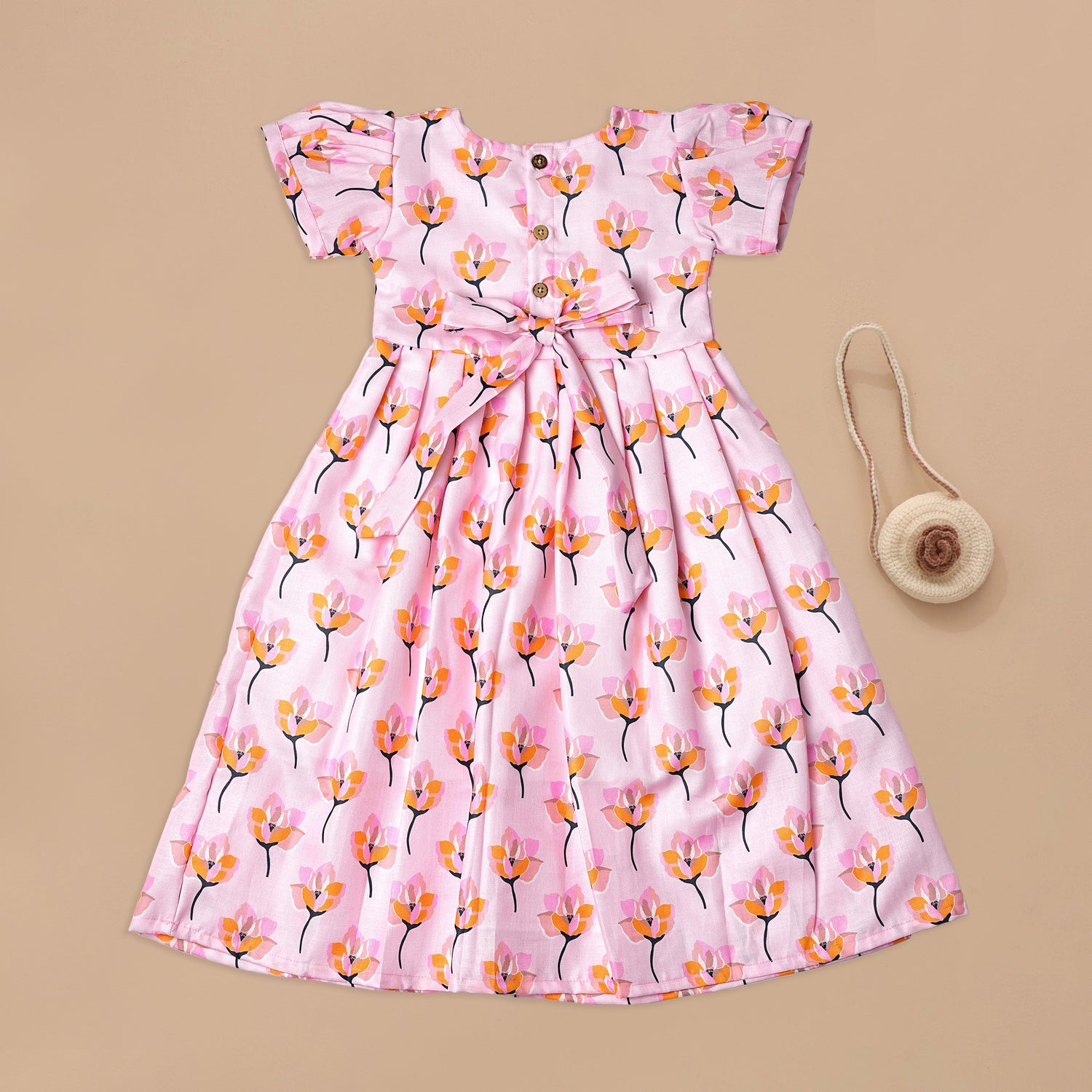 Charming Pink Flower Print Party Dress