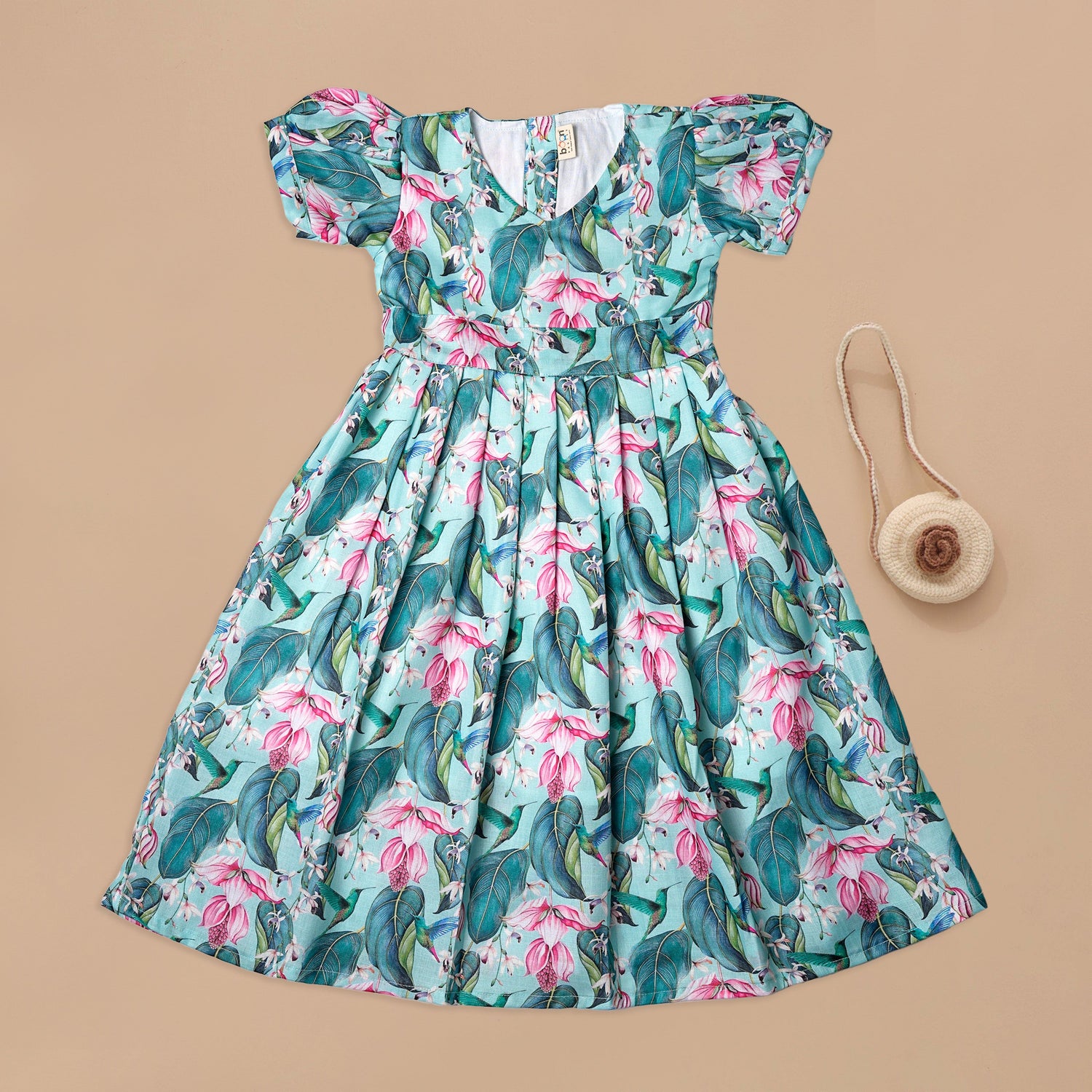 Floral Delight Dress in Green and Pink Hues