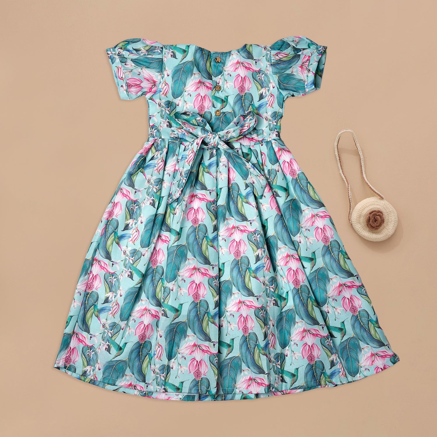 Floral Delight Dress in Green and Pink Hues