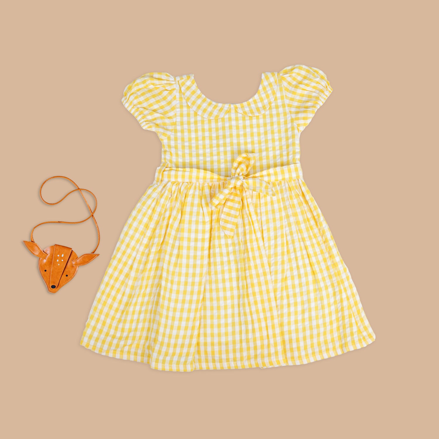 Sunny Yellow Gingham Frock with Peter Pan Collar