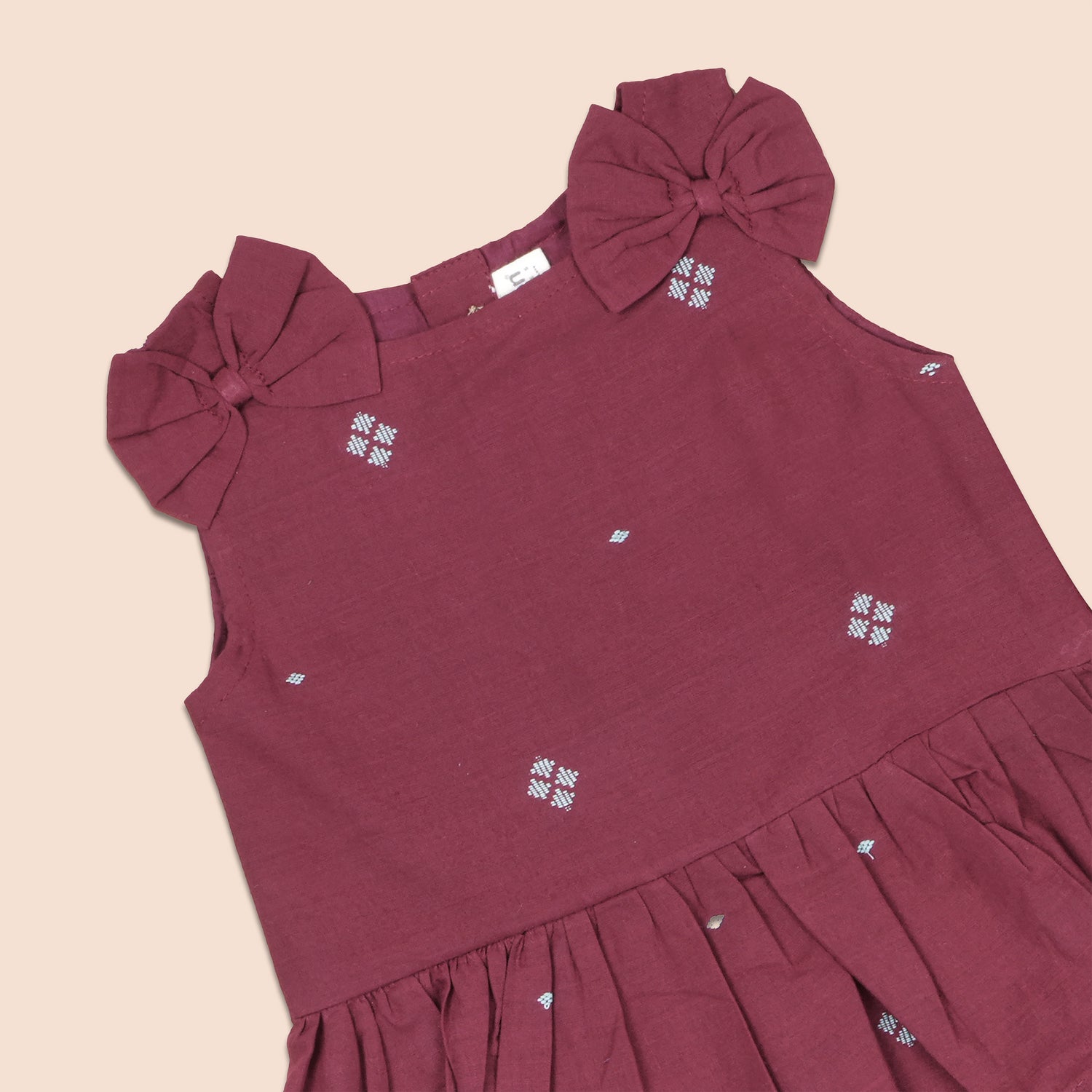 Maroon Handloom Cotton Girls Peplum Top & Pant Set (1–8 Years)