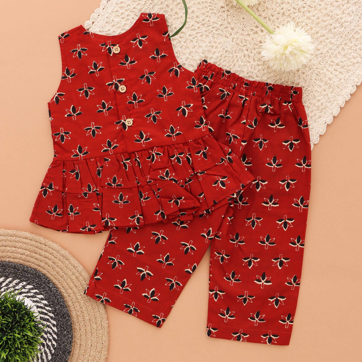 Blossoming Butta: Stylish Maroon Co-Ord Set for Girls