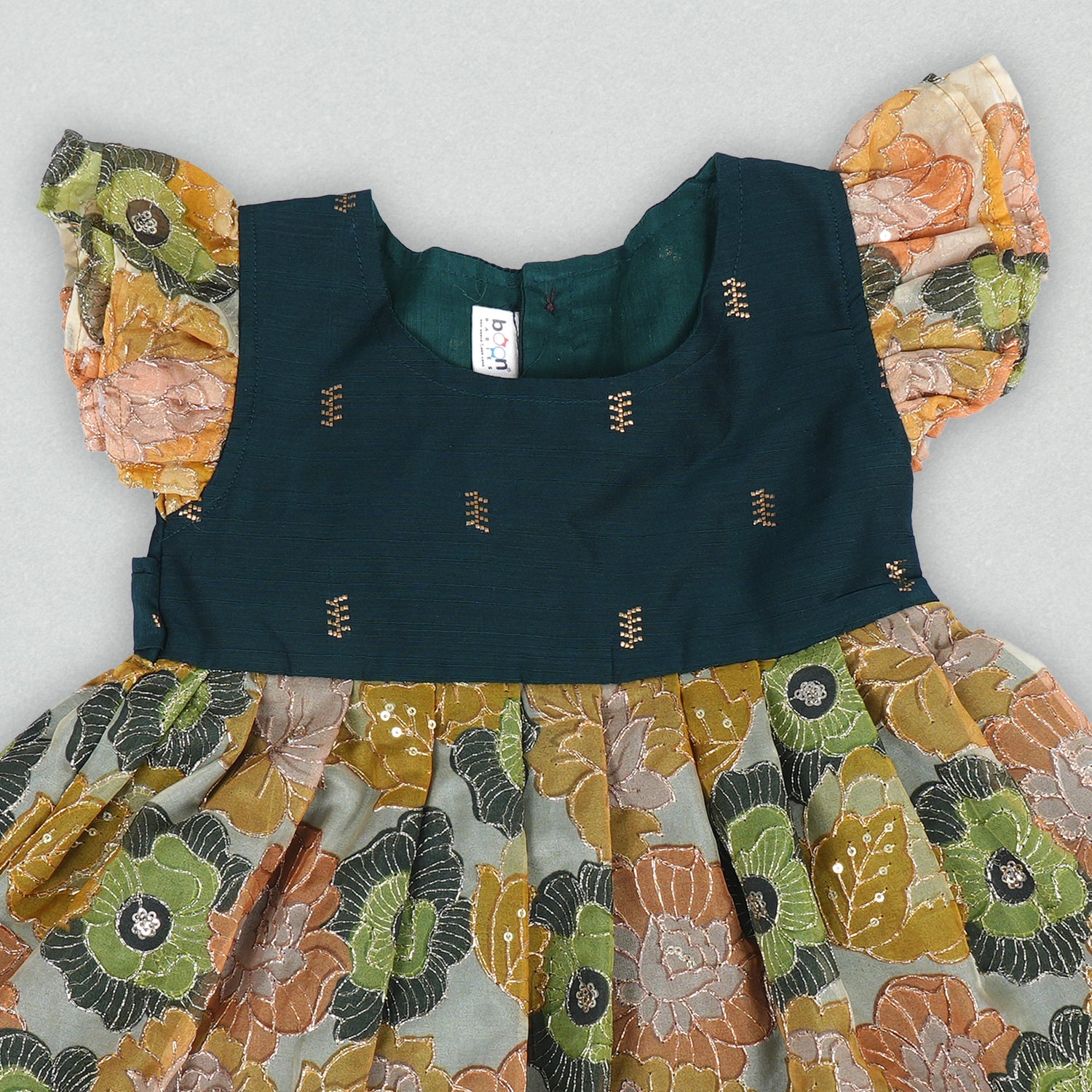 Natures Symphony Frock for Girls – Embroidered Beauty in Green