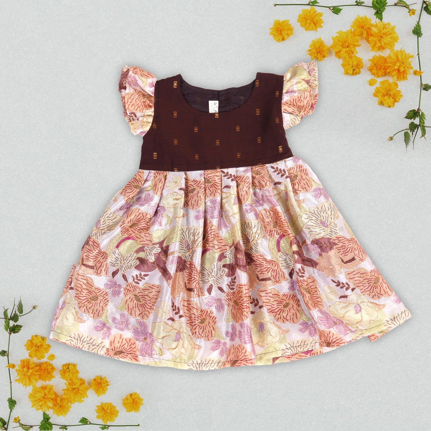 Autumn Bloom Embroidered Frock for Girls – Earthy Tones for Graceful Charm