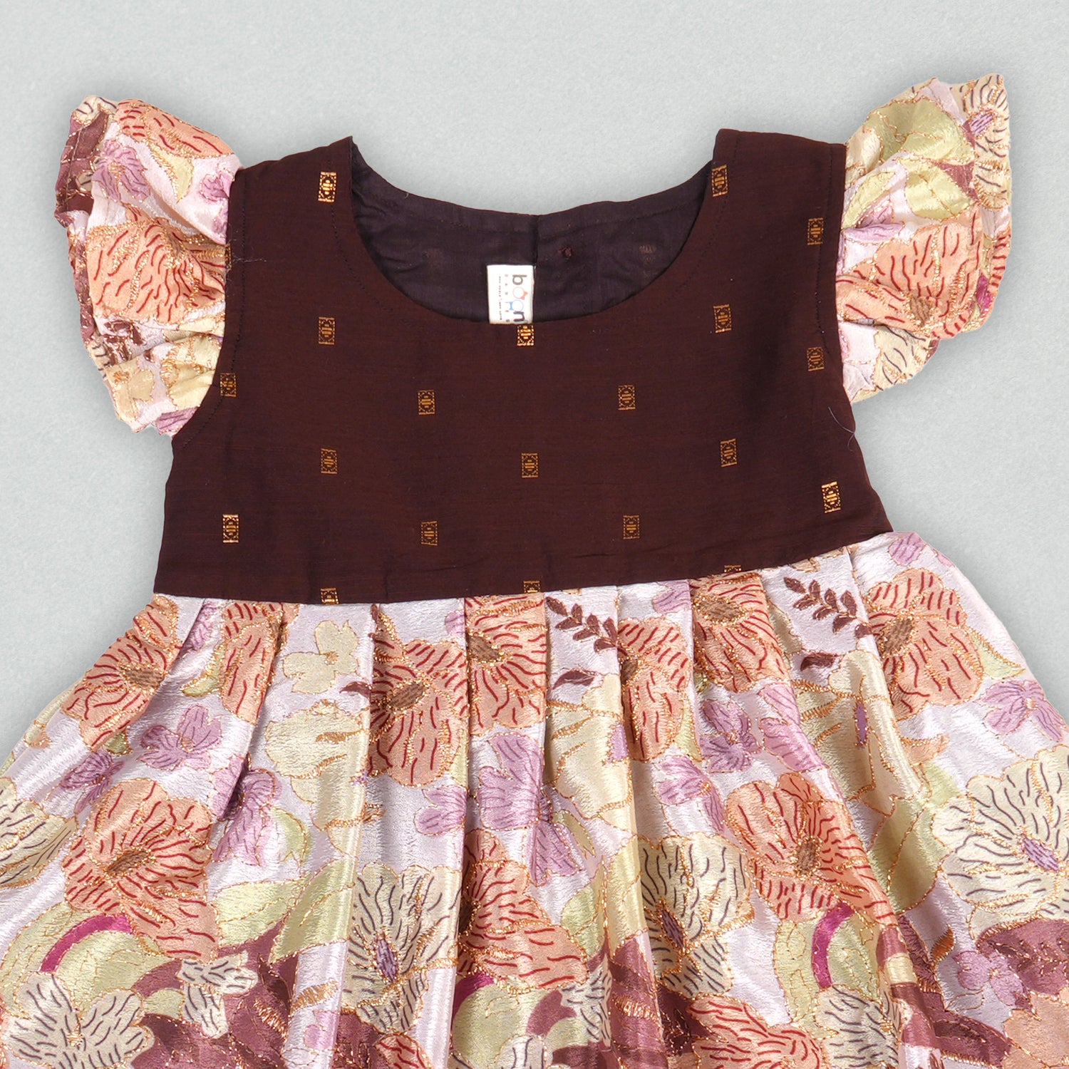 Autumn Bloom Embroidered Frock for Girls – Earthy Tones for Graceful Charm