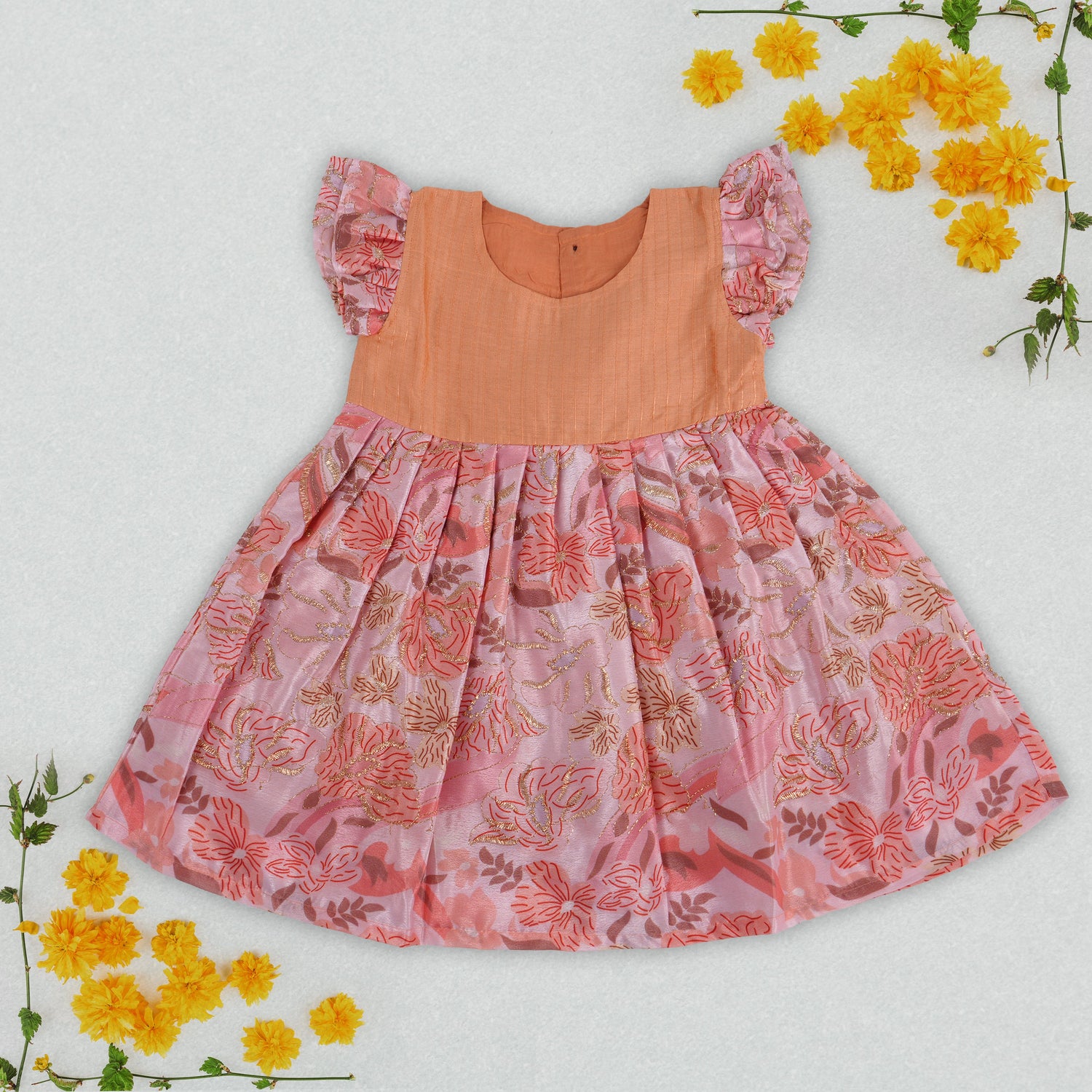 Shimmer and Shine Floral Frock – Embroidered Delight for Little Girls