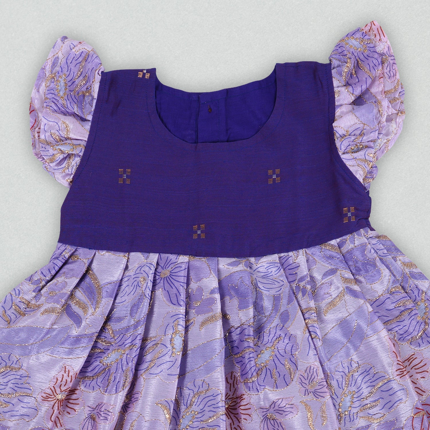 Floral Fantasy in Lavender – Embroidered Frock for Girls