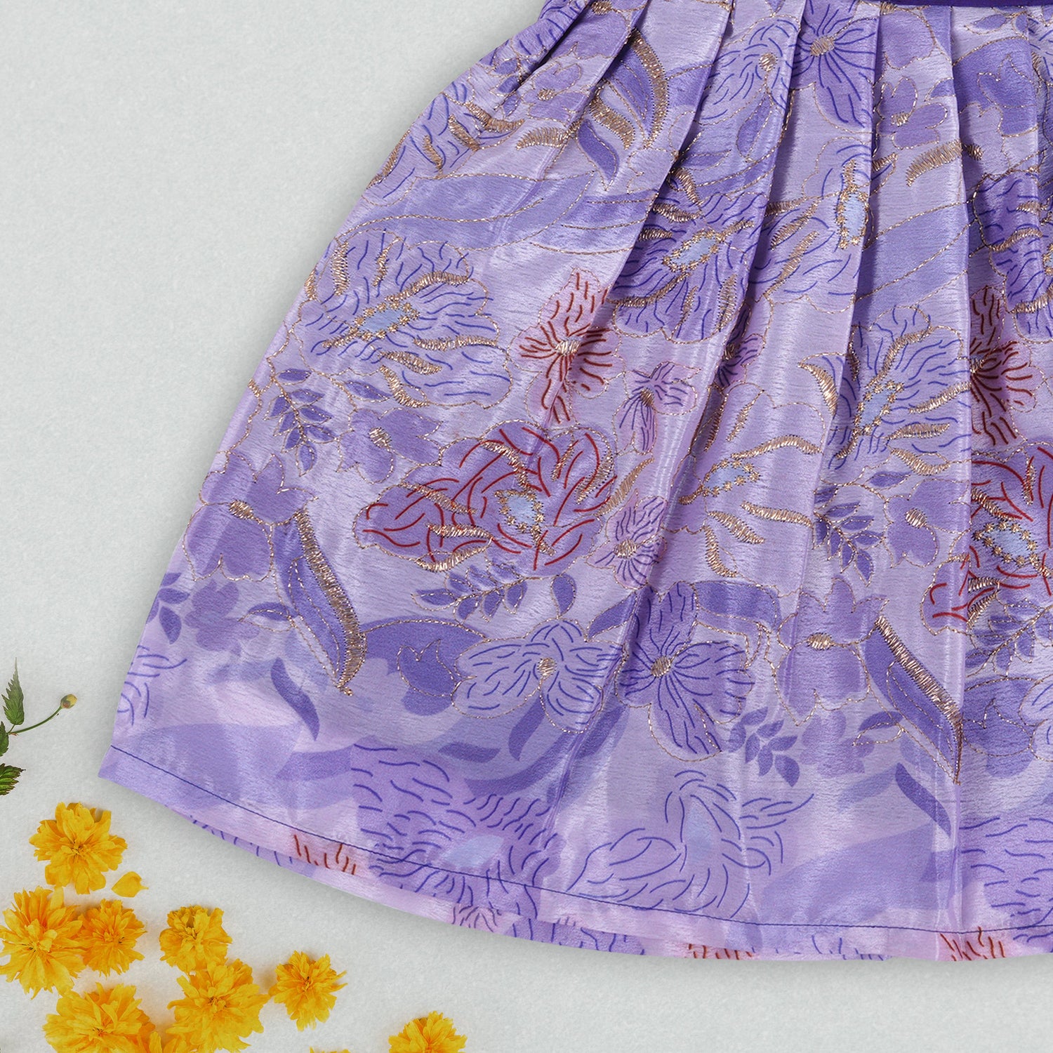 Floral Fantasy in Lavender – Embroidered Frock for Girls