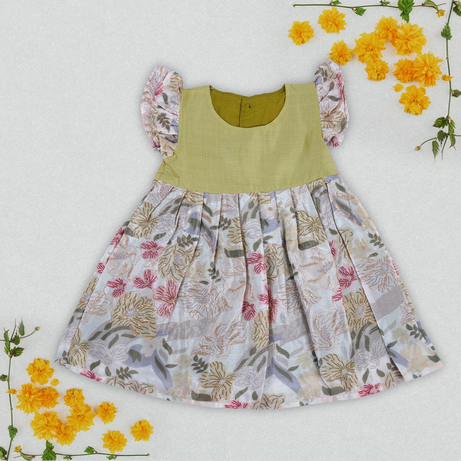 Delicate Floral Fantasy – Embroidered Frock for Girls