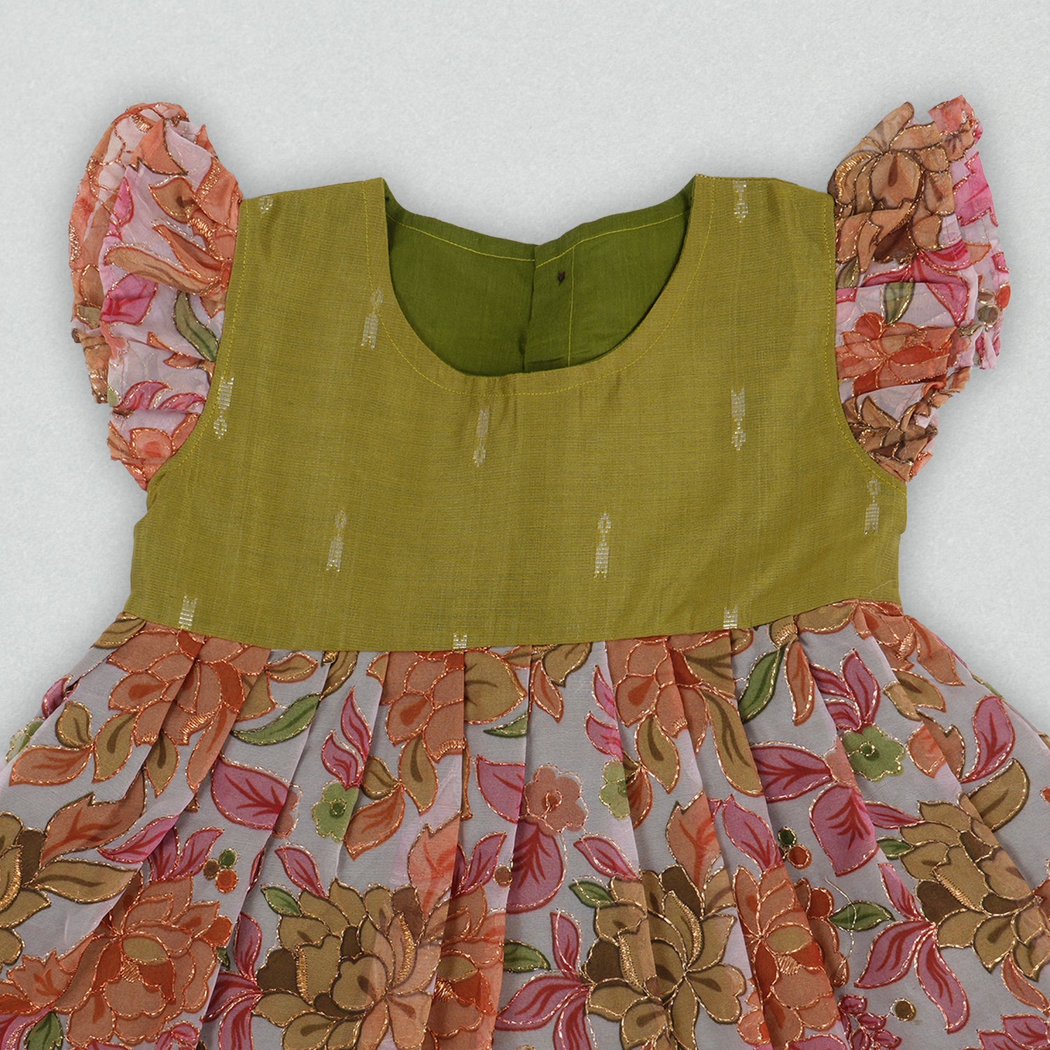 Blooming Grace – Girls' Floral Embroidered Frock