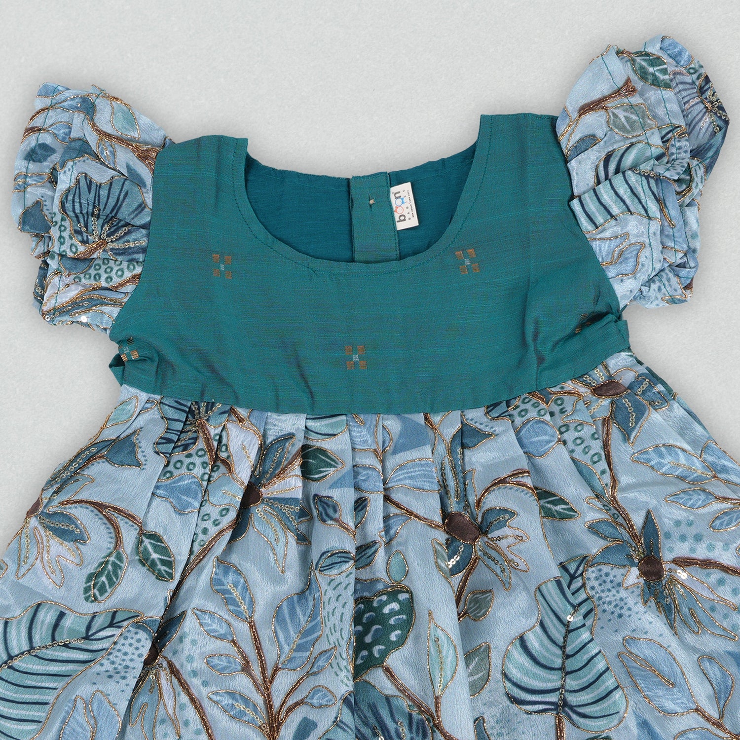 Adorable Green Fantasy - Embroidered Frock for Stylish Little Girls