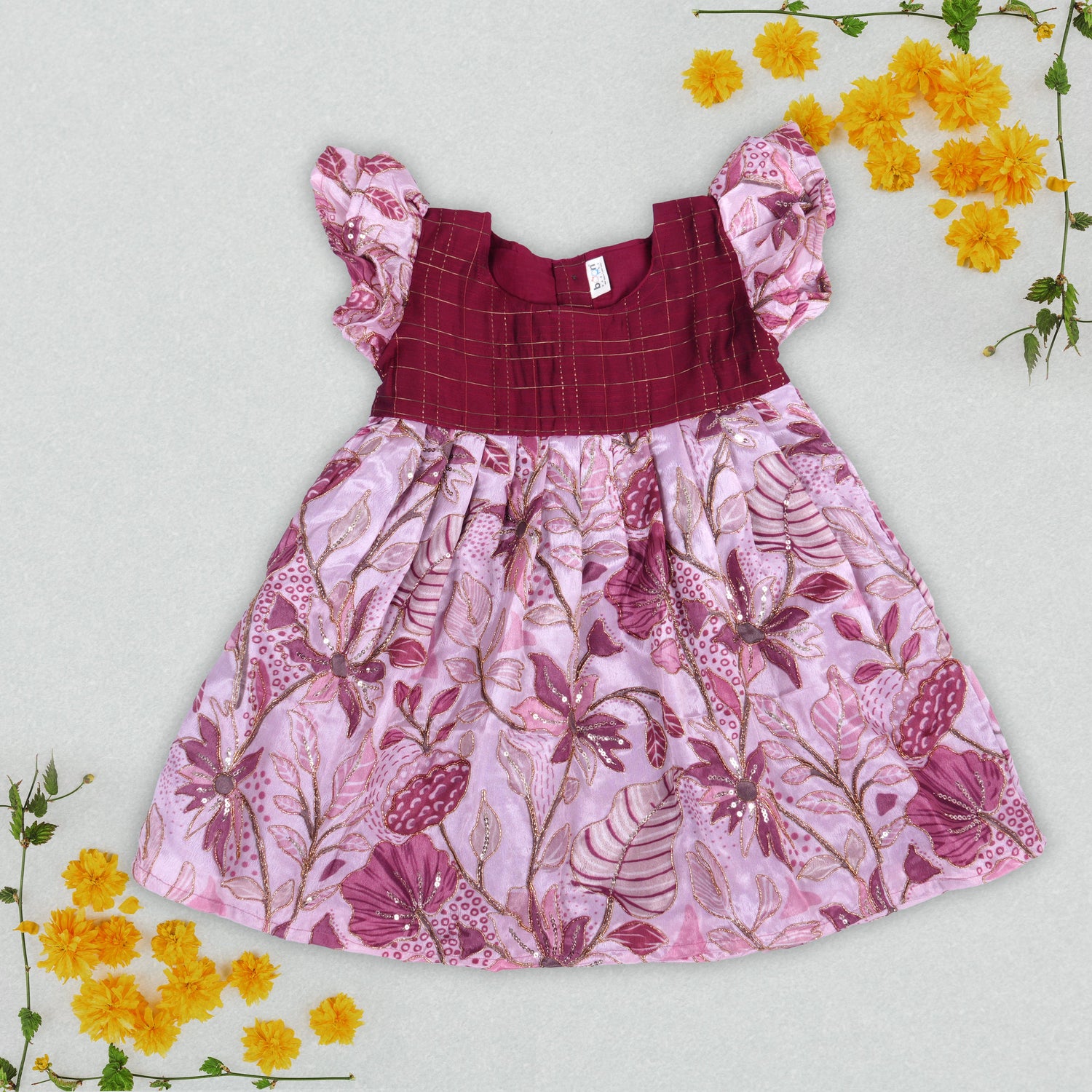 Vibrant Floral Embroidered Frock For Girls – A Splash of Joy