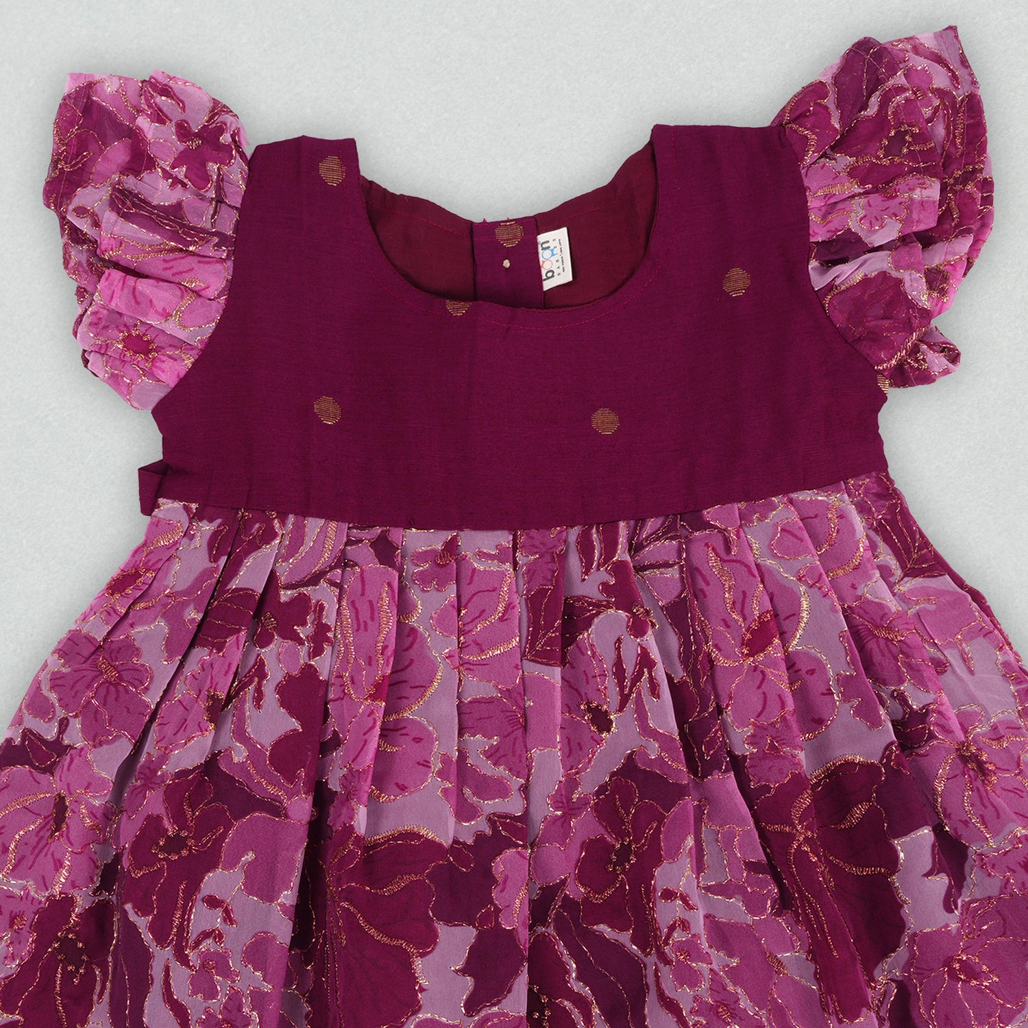 Whimsical Pink & Maroon Frock – A Blooming Delight