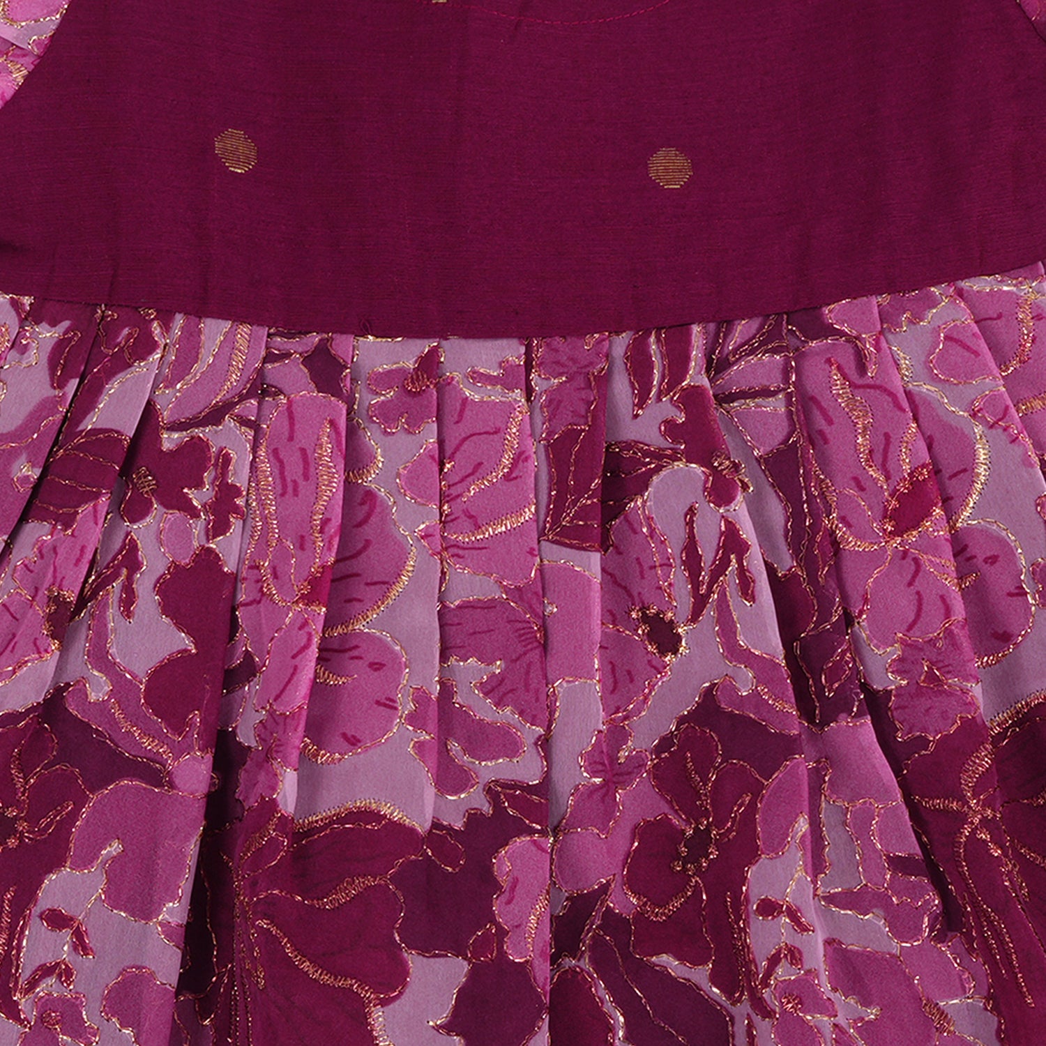 Whimsical Pink & Maroon Frock – A Blooming Delight