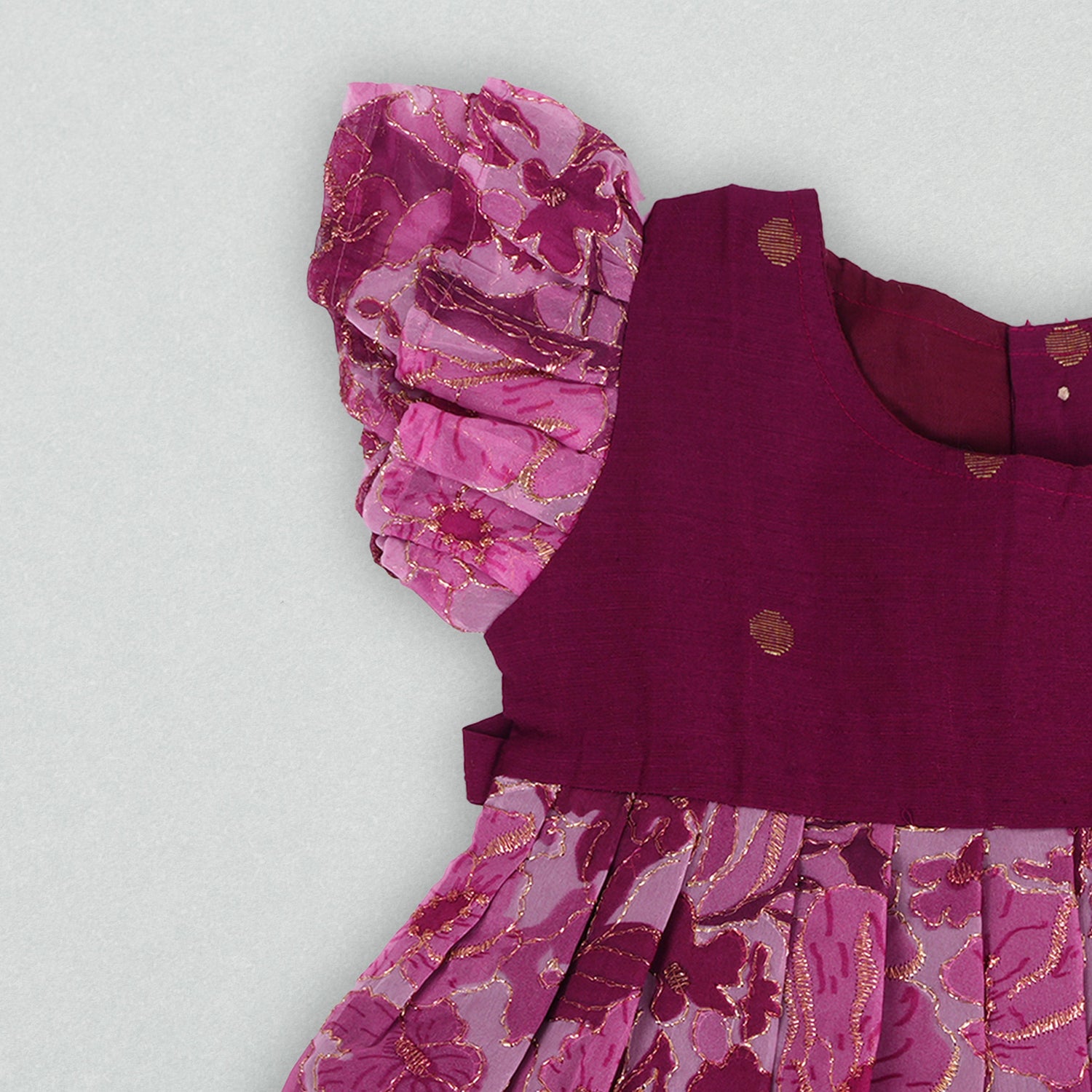 Whimsical Pink & Maroon Frock – A Blooming Delight