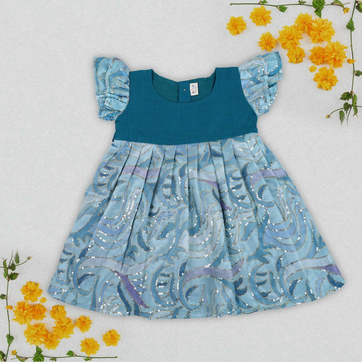 Teal Sparkle Frock – A Twinkling Style For Little Girls