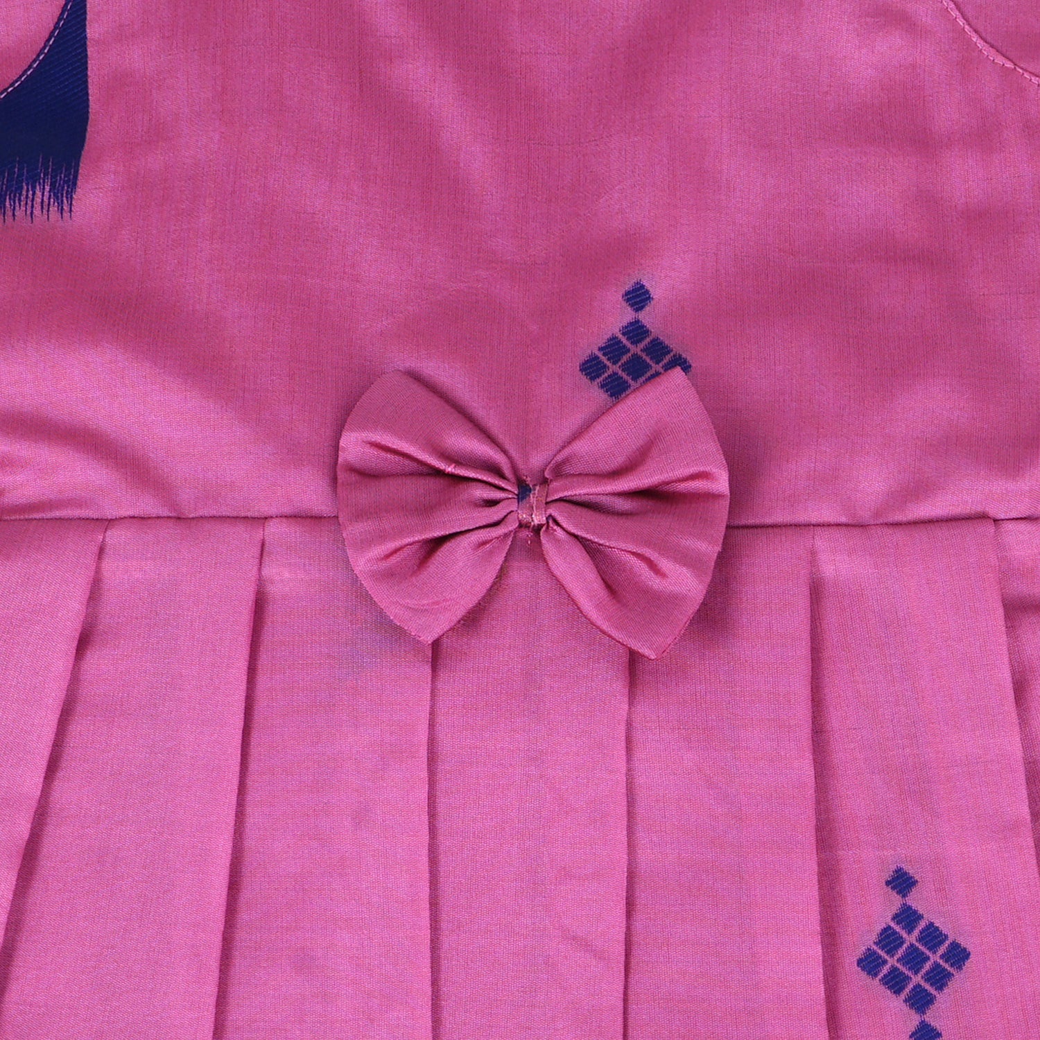 Charming Pink Ethnic Frock with Pleated Straps and Decorative Bow