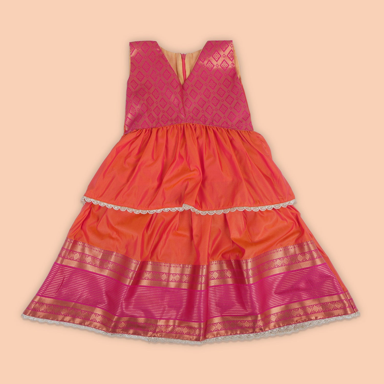 Royal Layered Pattu Pavadai with Exquisite Border Design