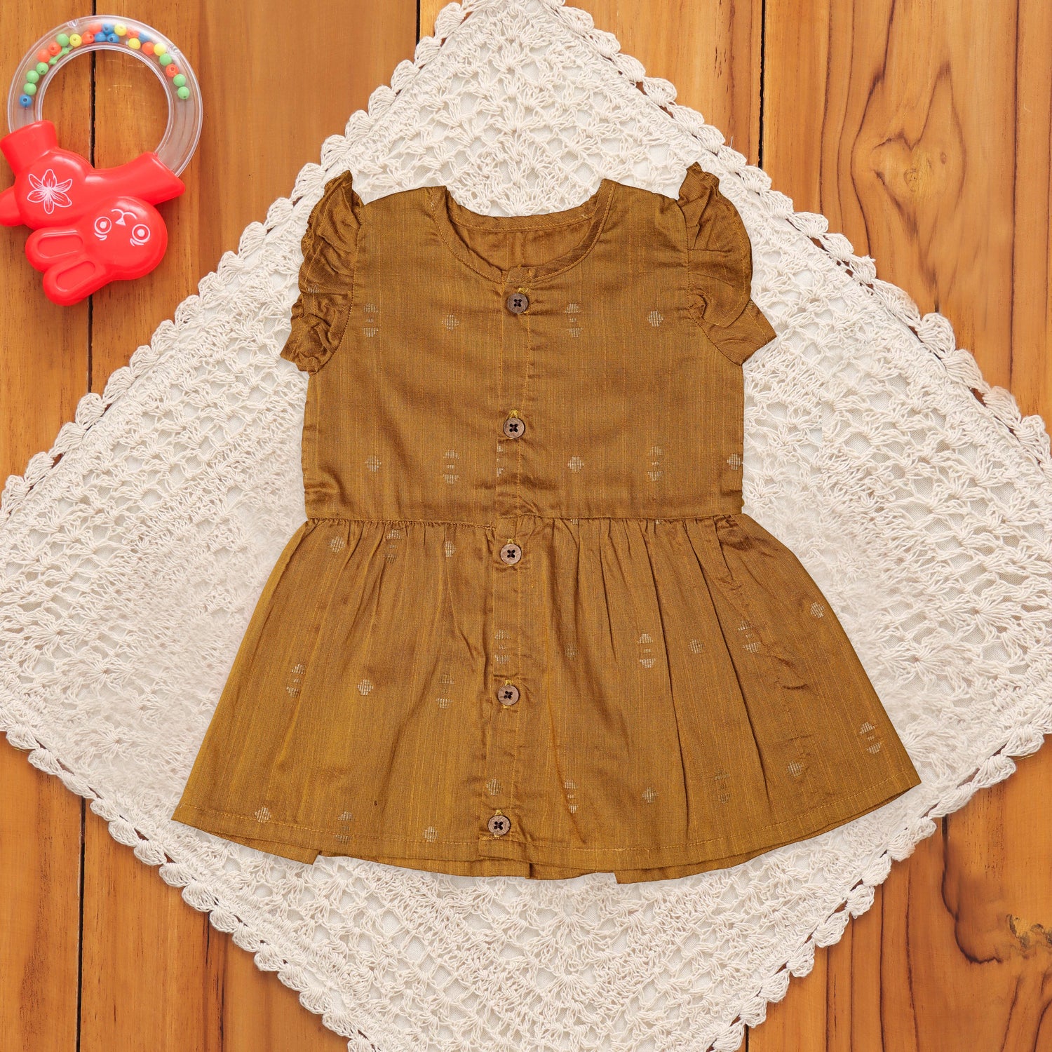 Trendy Mustard Pleated Frock for Girls - Versatile Style