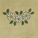 Olive green embroidered cotton top with cream skirt, elastic waist and soft lining – elegant Kerala-style ethnic wear for girls aged 1–5 years.