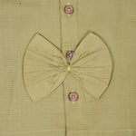 Olive green embroidered cotton top with cream skirt, elastic waist and soft lining – elegant Kerala-style ethnic wear for girls aged 1–5 years.