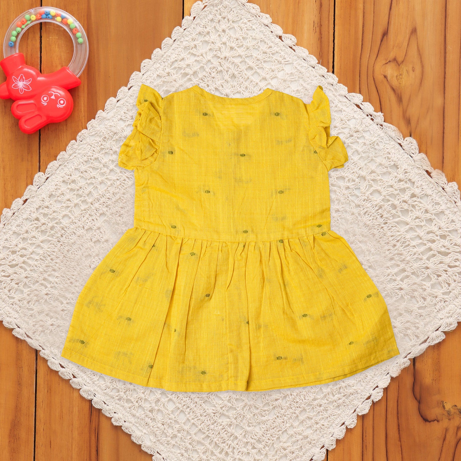 Sunny Yellow South Cotton Frock with Ruffle Sleeves