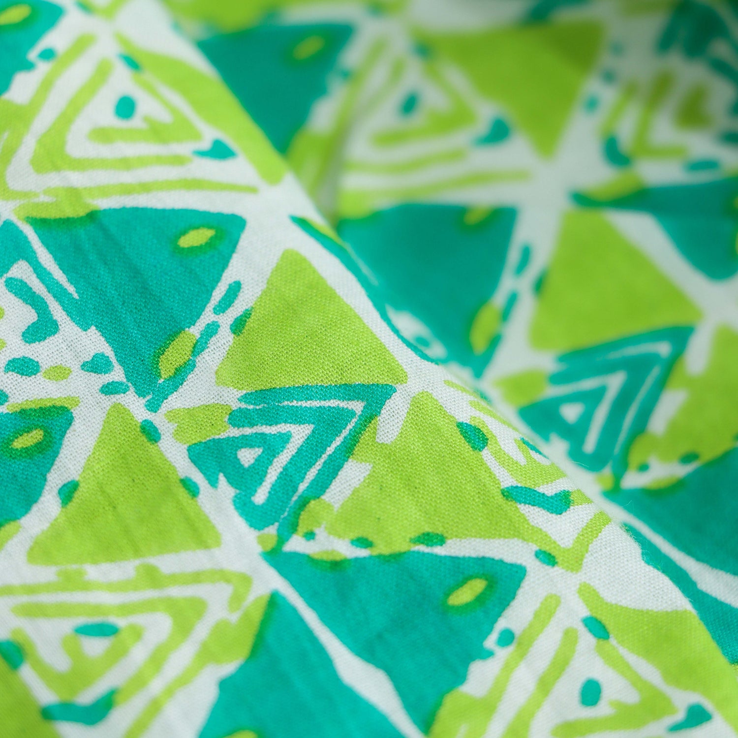 Geometric Delight - Green Triangle Print Skirt and Top Set