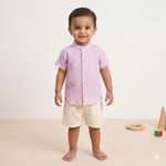 Lightweight solid popcorn shirt for boys by Boon Babies, casual polycotton shirt for kids aged 6 months to 5 years.