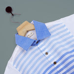 Boys' blue stripe cotton shirt with a straight collar from Boon Babies, casual printed shirt for boys.