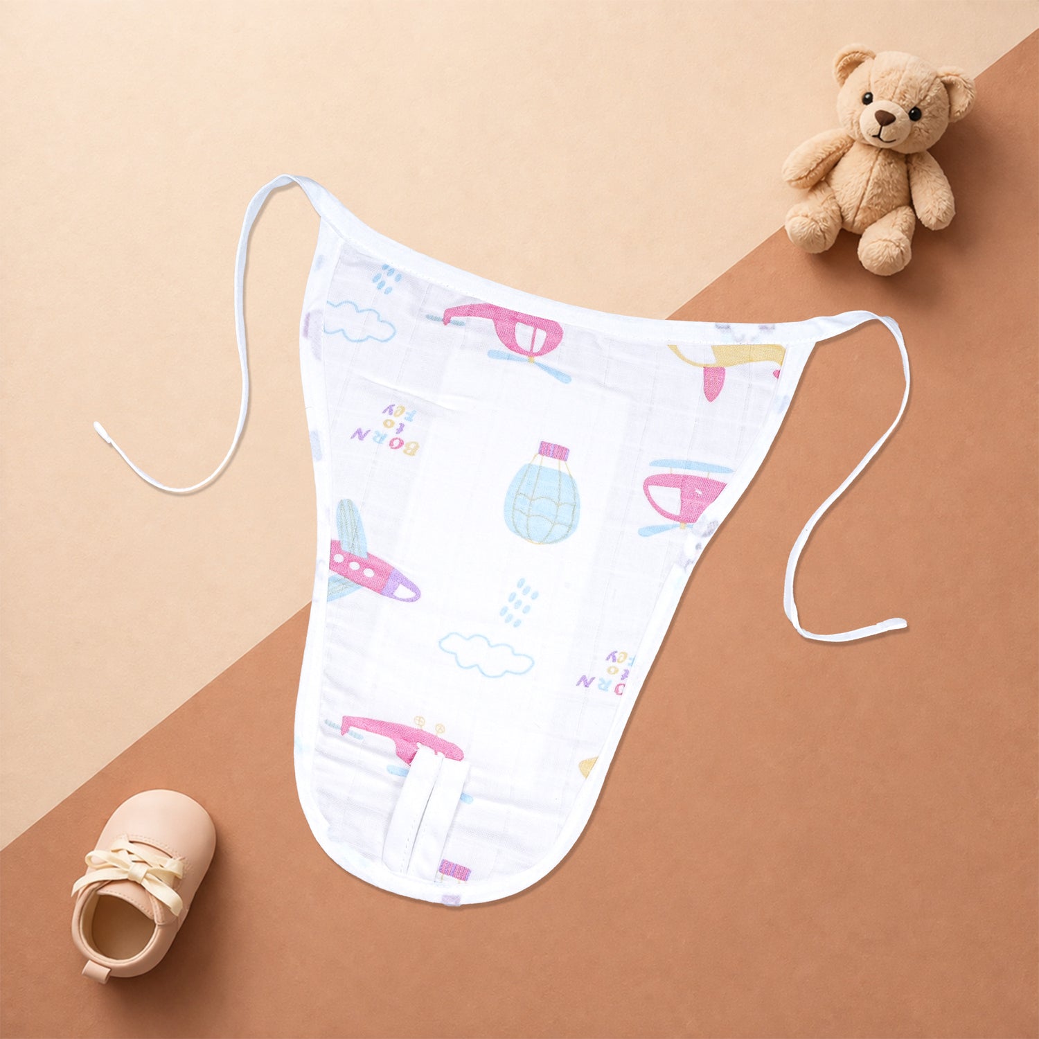 Group of boonbabies printed muslin baby nappies for newborns, soft, breathable reusable cloth diapers for 0-3 months.