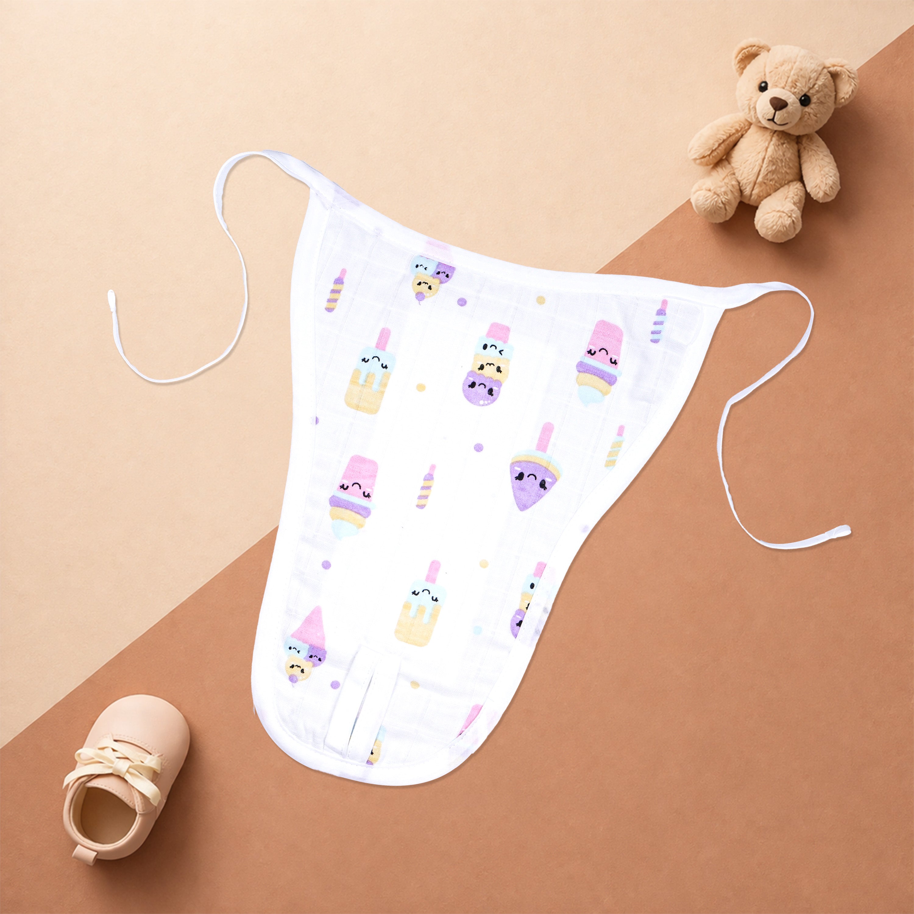 Group of boonbabies printed muslin baby nappies for newborns, soft, breathable, reusable cloth diapers for 0-3 months.