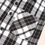 Boys casual checked cotton shirt with straight collar from Boon Babies, featuring a printed design and button closure.