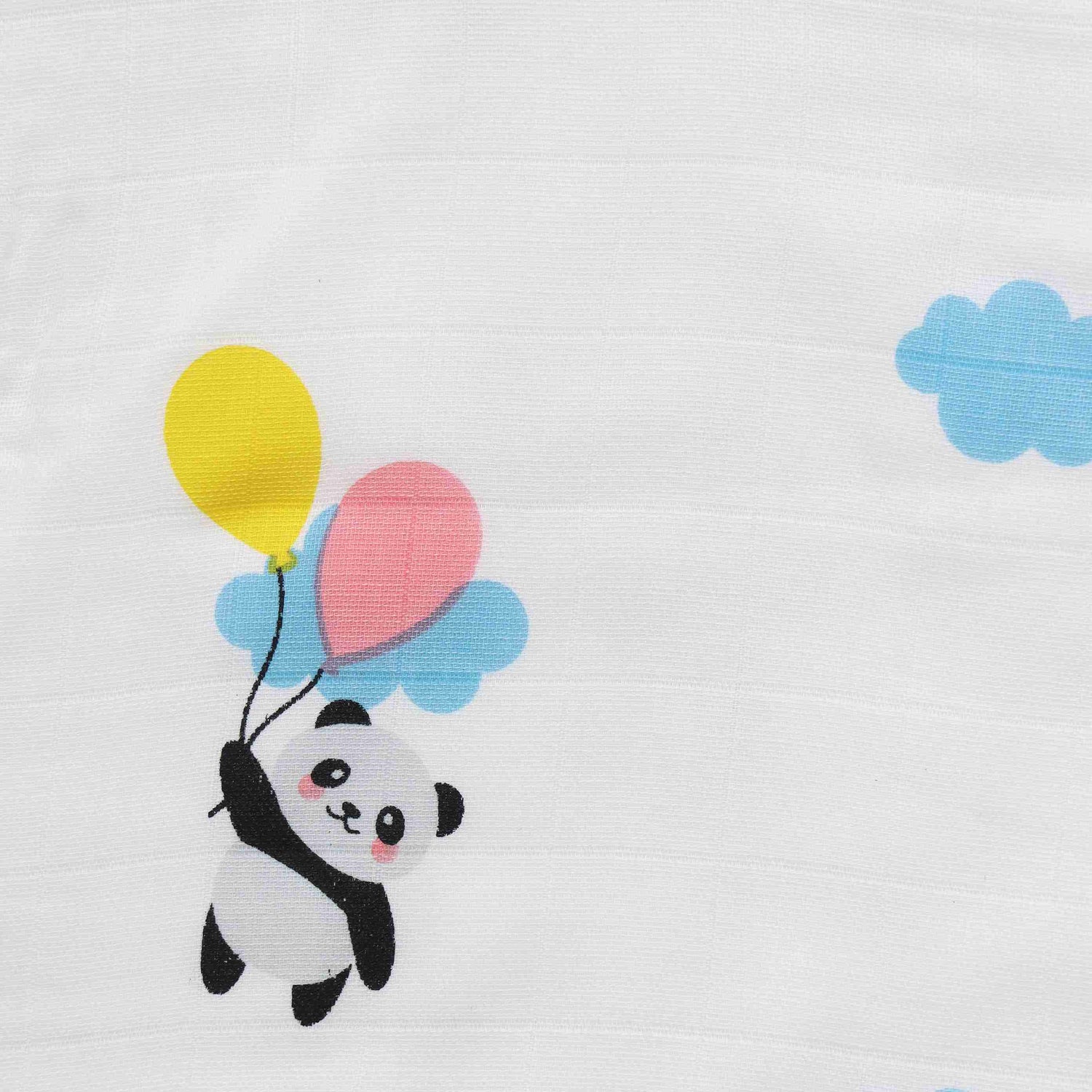 Cute Panda Printed White Muslin Jabla for Babies - Playful Panda